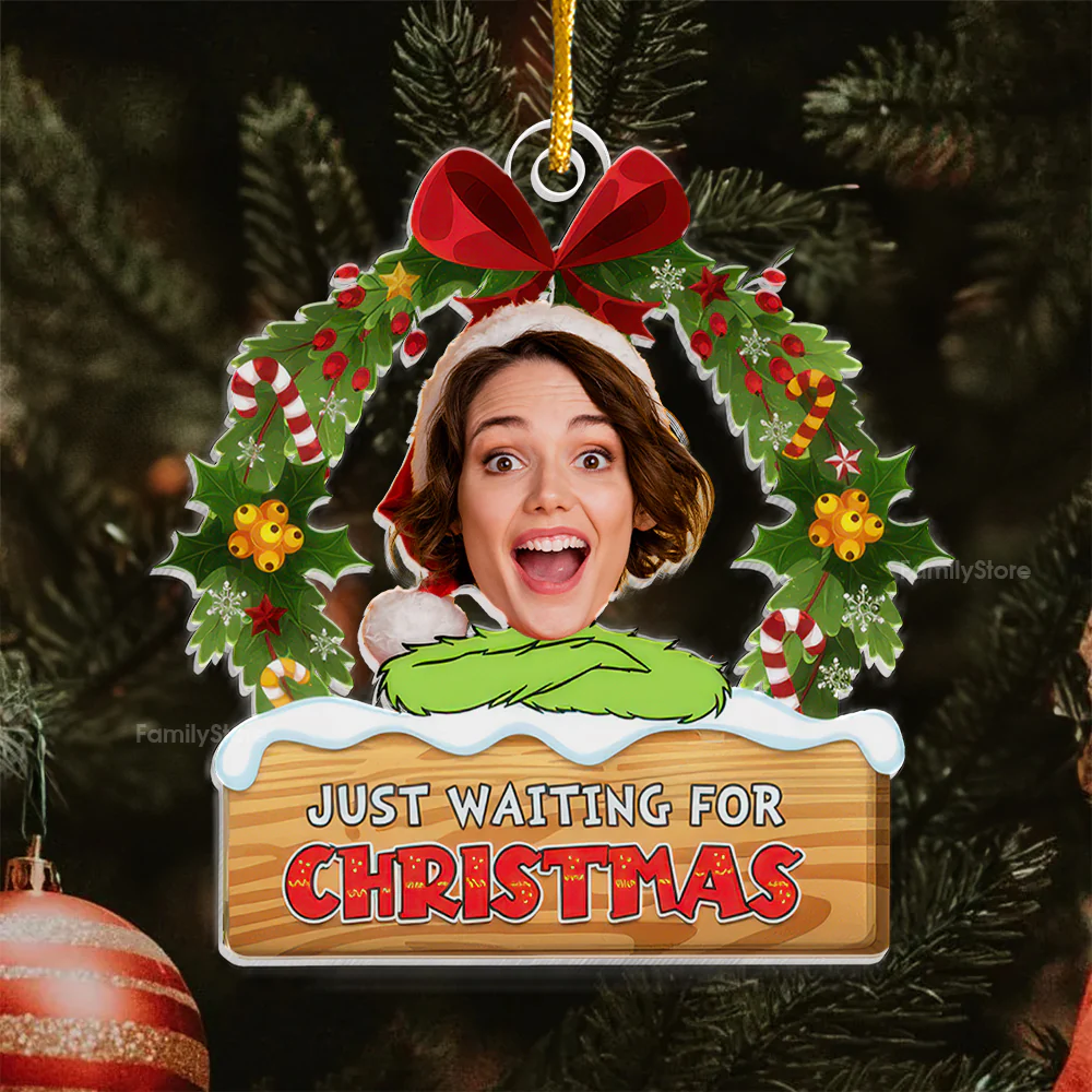 I'm Just Waiting For Christmas Cute Face - Gift For Family Members - Personalized Acrylic Ornament NA94 - Image 6