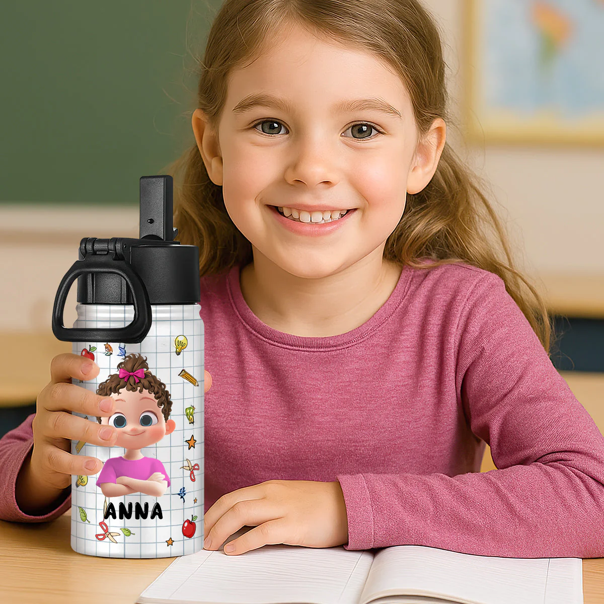 I'm Kind I'm Brave - Personalized Kid Water Bottle - Gift For Kids | GR29 TD118 - Image 2