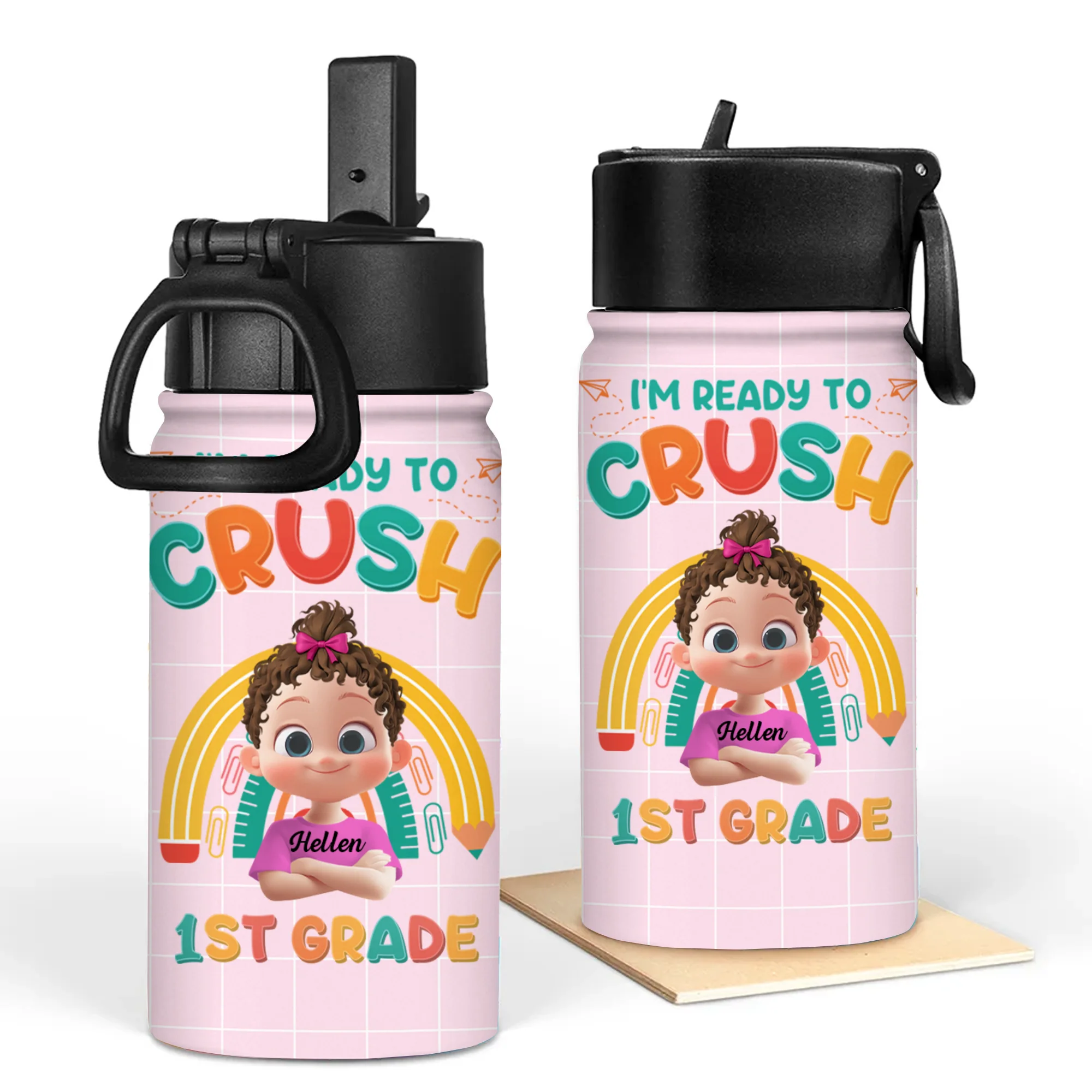I'm Ready To Crush 1st Grade Back To School - Personalized Kid Water Bottle - Gift For Kids | GR29 TD118 - Image 4