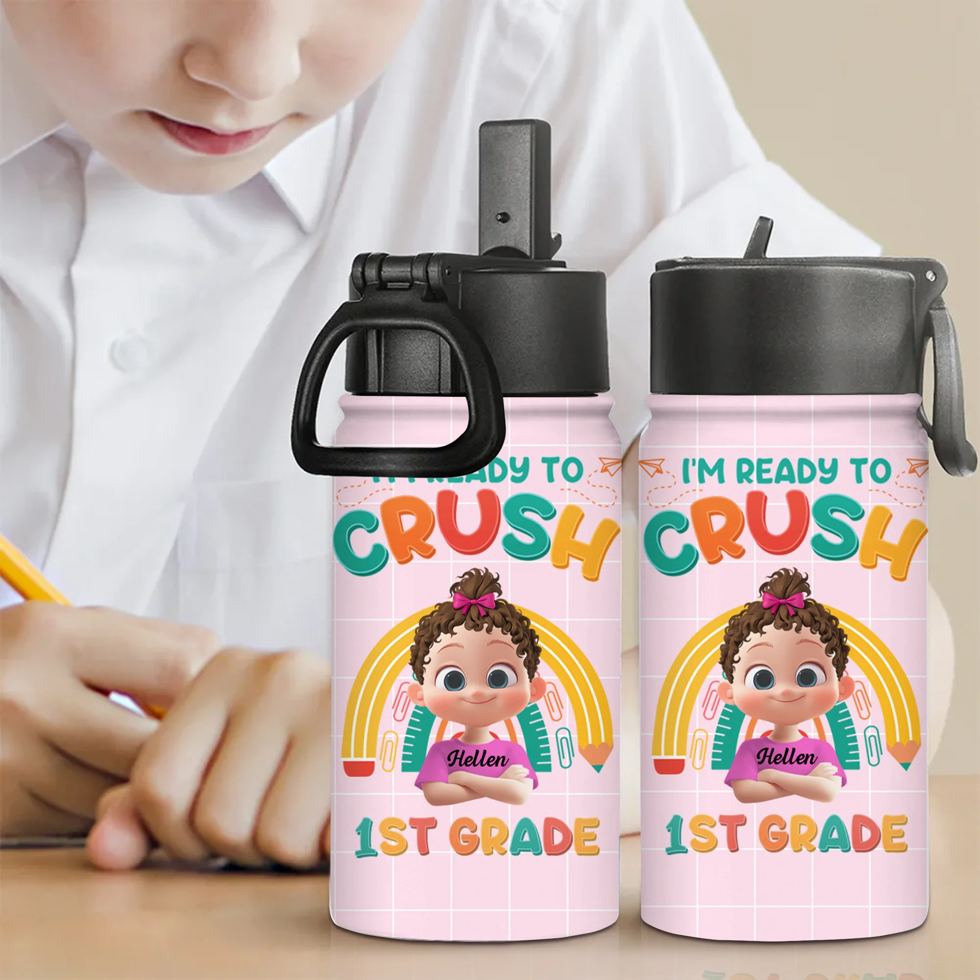 I'm Ready To Crush 1st Grade Back To School - Personalized Kid Water Bottle - Gift For Kids | GR29 TD118 - Image 5
