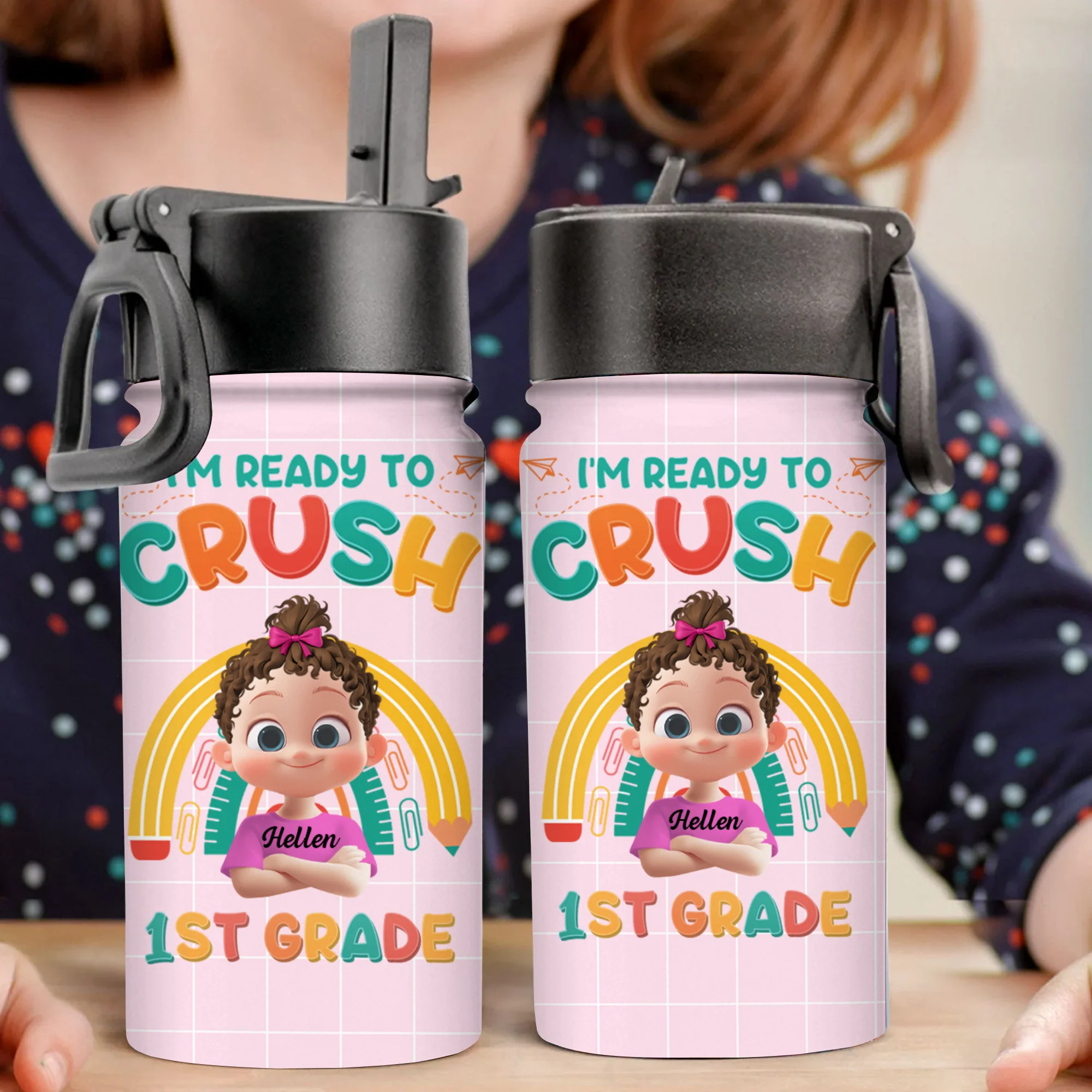 I'm Ready To Crush 1st Grade Back To School - Personalized Kid Water Bottle - Gift For Kids | GR29 TD118 - Image 6