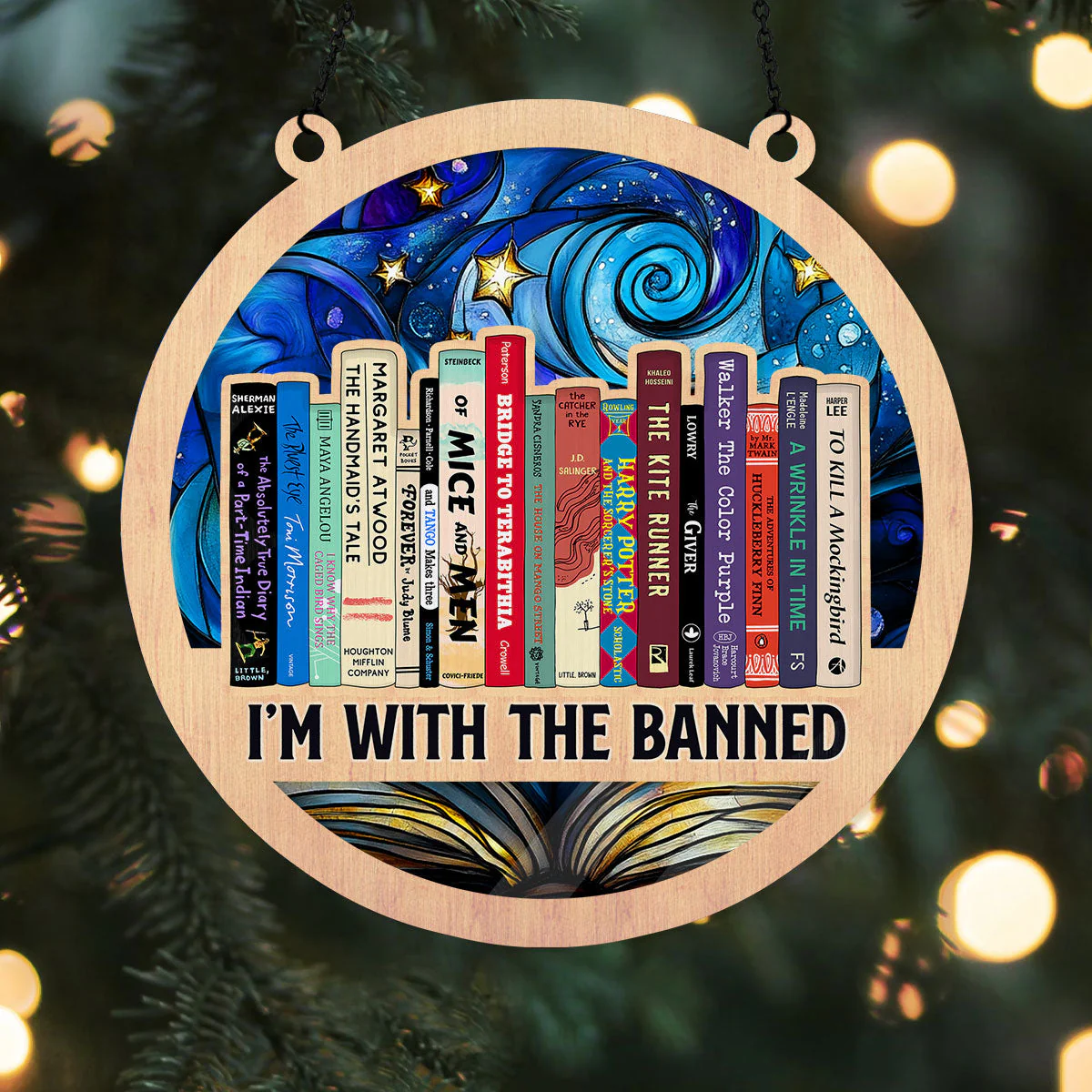 I'm With The Banned - Personalized Window Hanging Suncatcher - Image 2