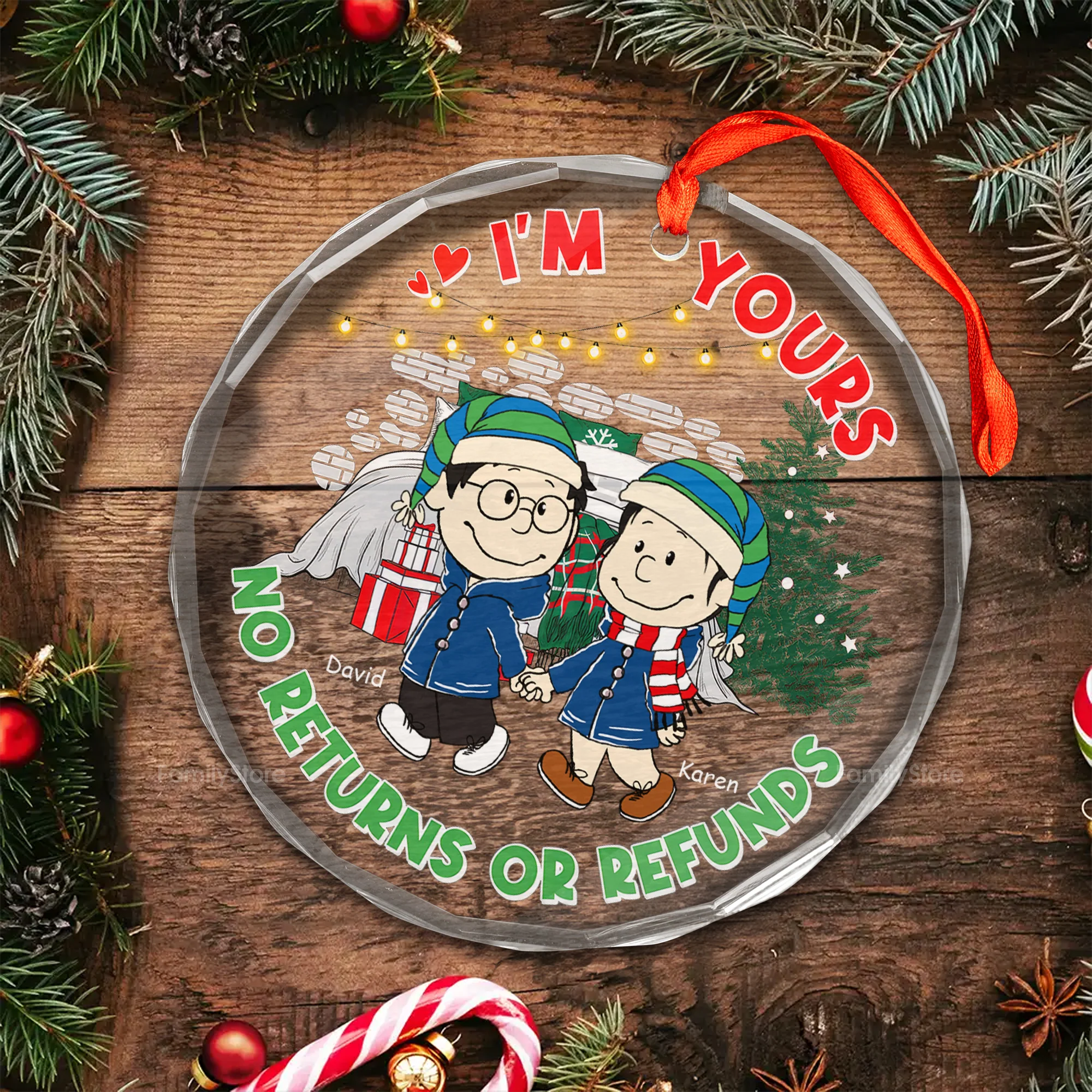I'm Yours, No Refund, No Return - Personalized Glass Ornament - Gift For Couple, Husband Wife CL43 NH96 - Image 4
