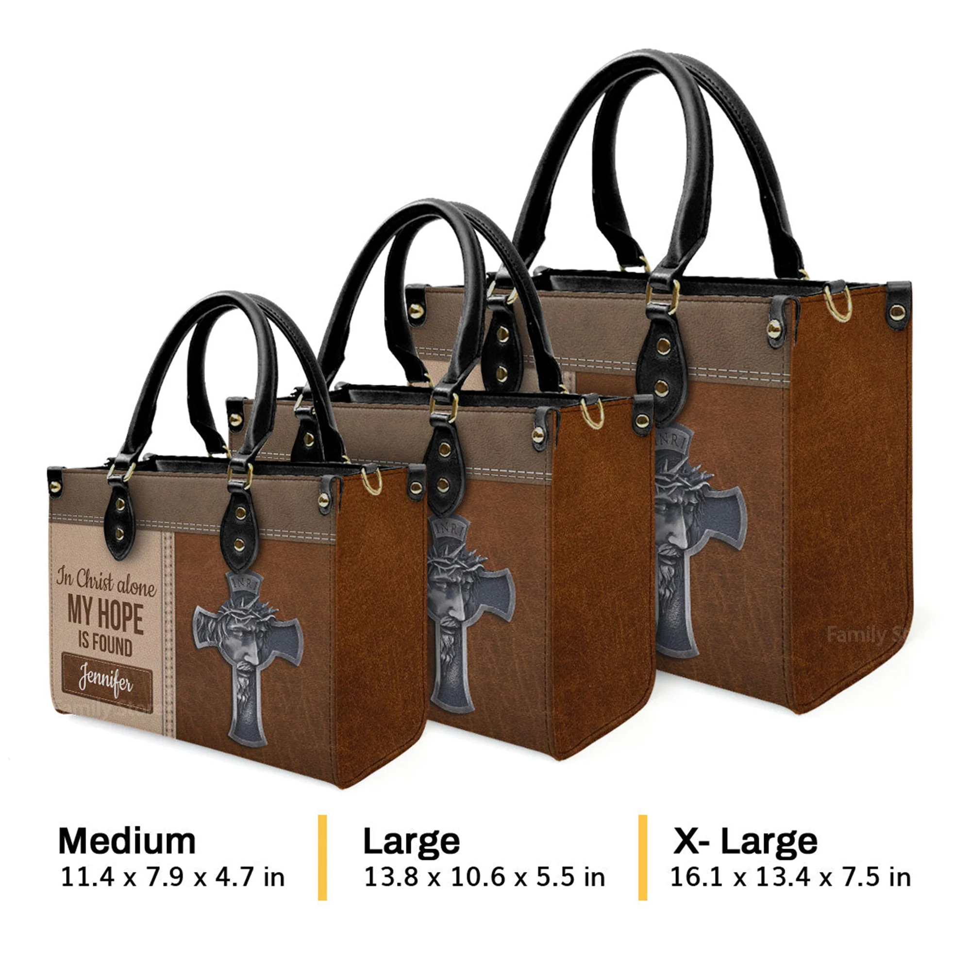 In Christ Alone My Hope Is Found - Thoughtful Gift For Christians - Personalized Leather Handbag With Handle - AT4080831 - Image 4