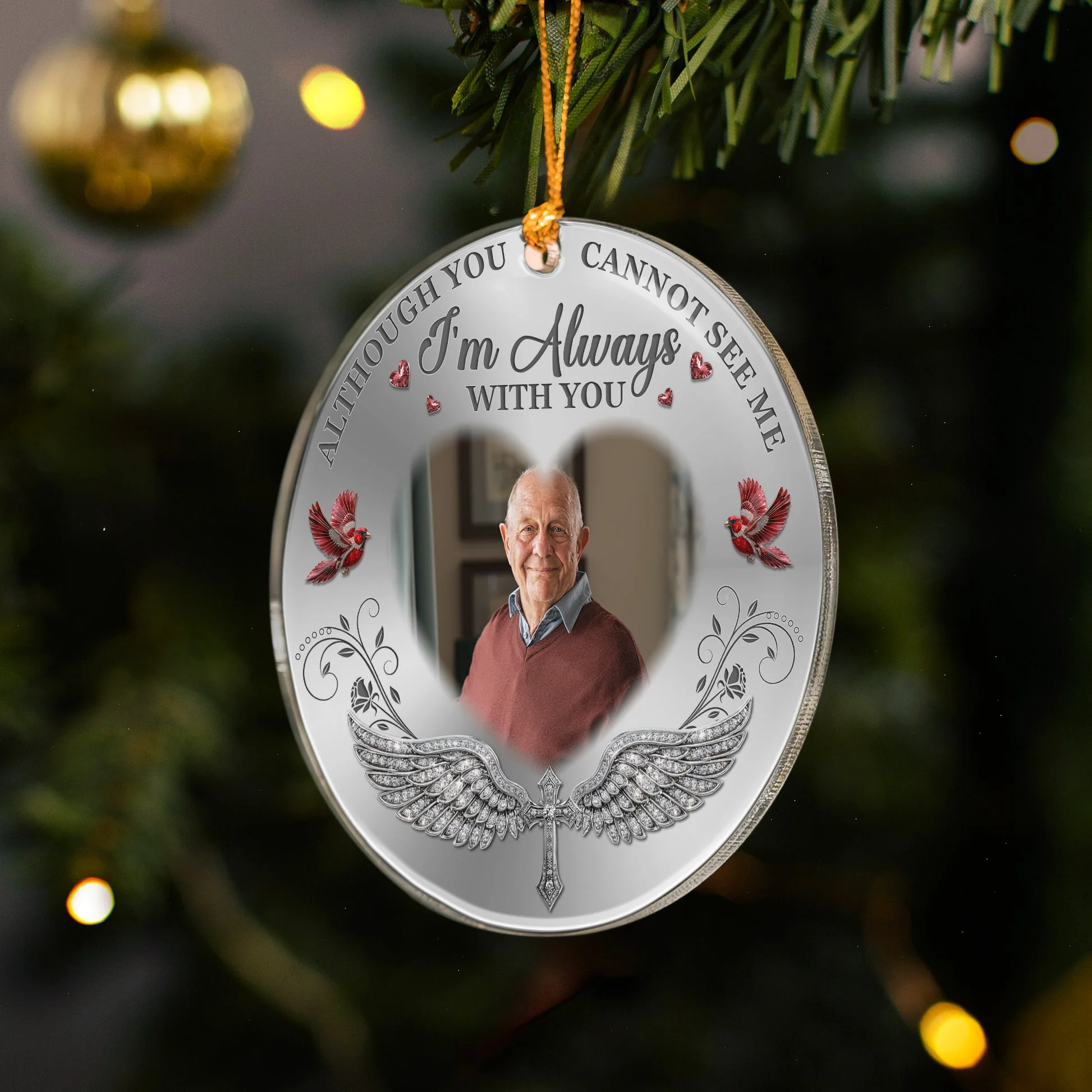 In Loving Memory I'm Always With You Christmas Ornament - Personalized Acrylic Photo Ornament TD118 - Image 3