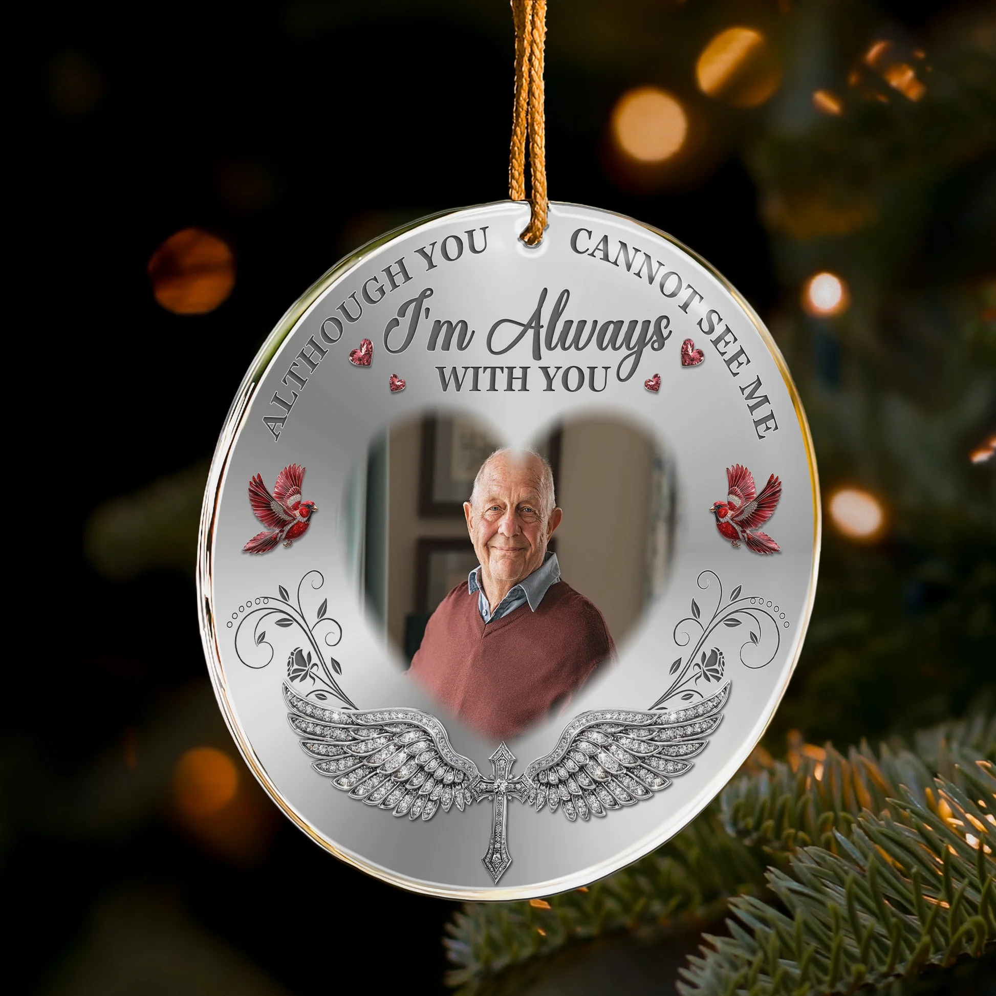 In Loving Memory I'm Always With You Christmas Ornament - Personalized Acrylic Photo Ornament TD118 - Image 4