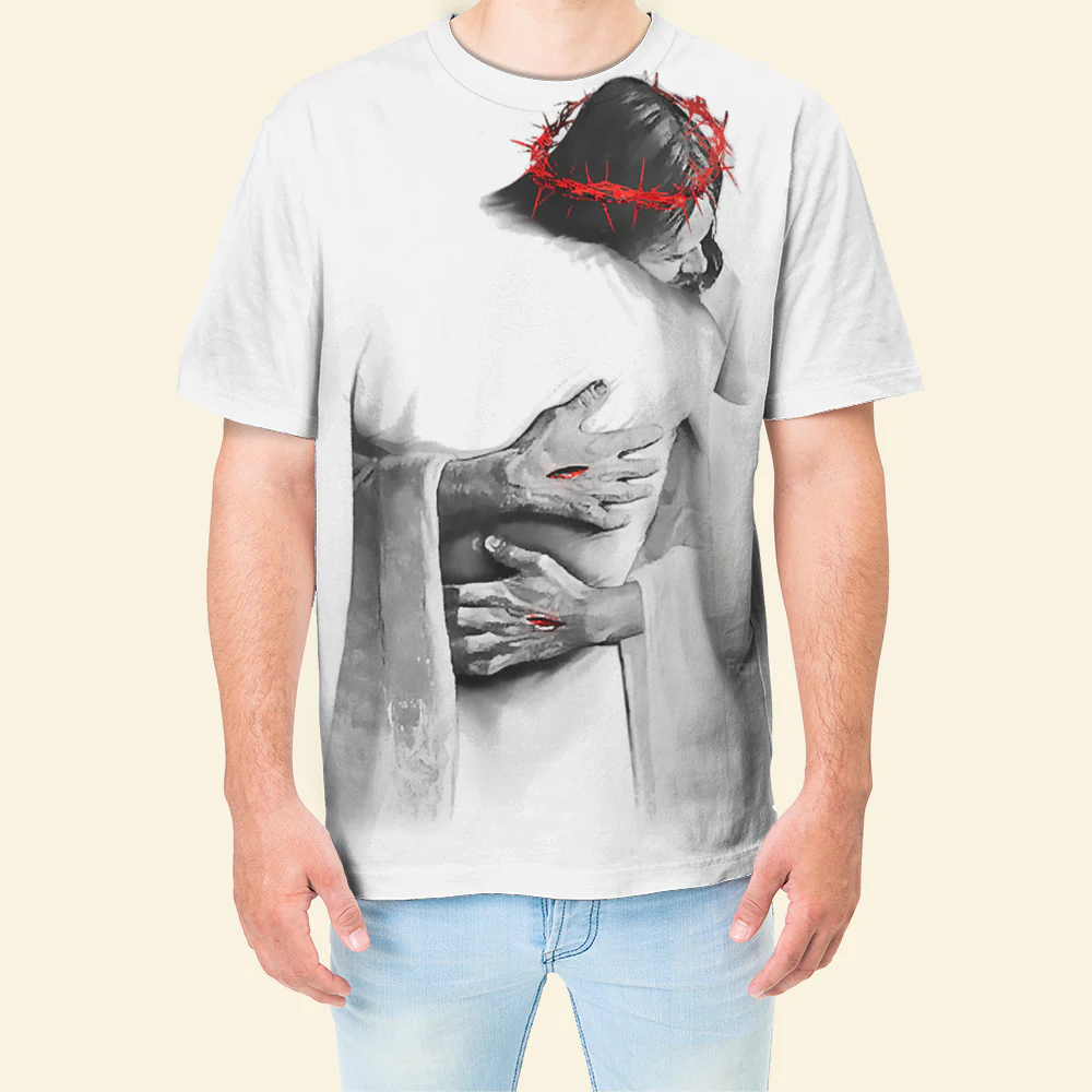 In The Arms Of Jesus T-Shirt 3D For Men & Women - Image 4