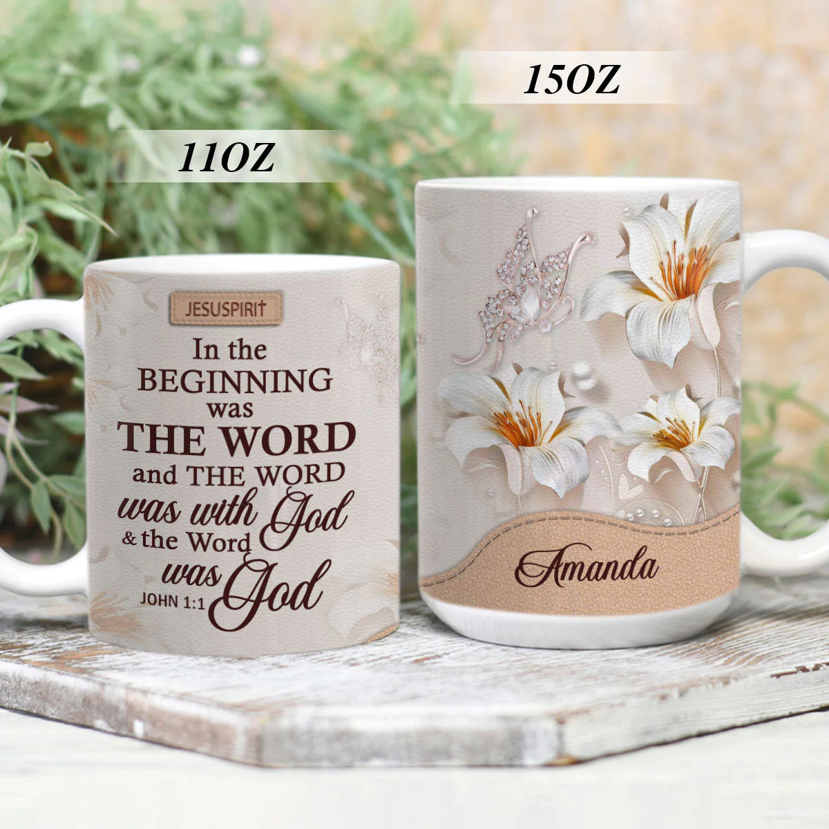 In The Beginning Was The World - Personalized White Edge-to-Edge Mug - Christian Gift For Her BA01 - Image 2