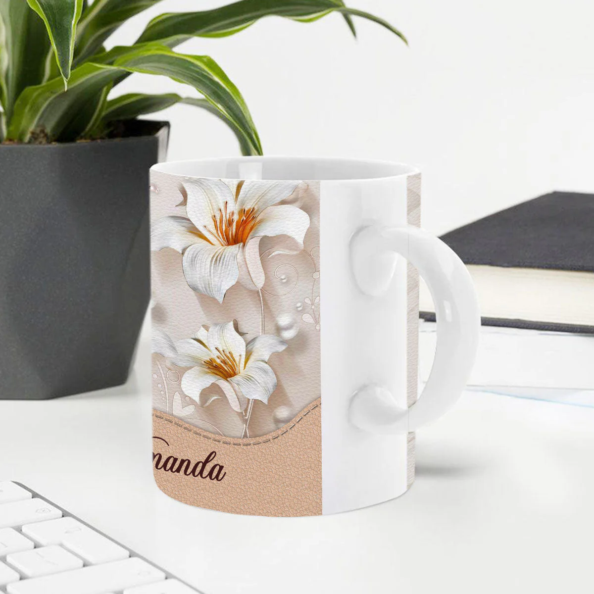 In The Beginning Was The World - Personalized White Edge-to-Edge Mug - Christian Gift For Her BA01 - Image 4