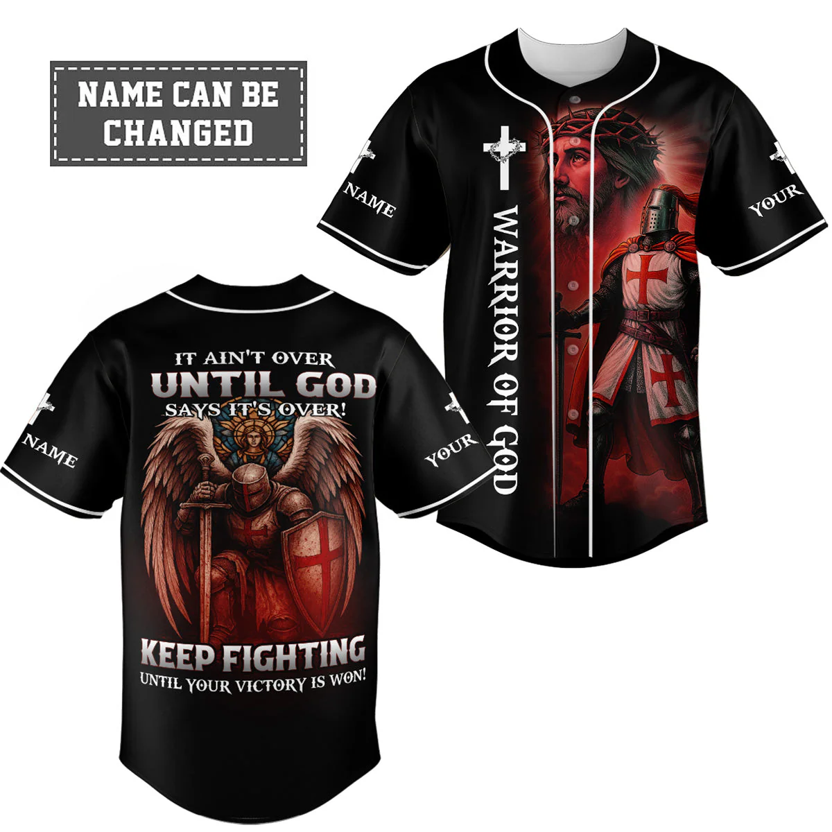 It Ain't Over Until God Custom Name Baseball Jersey - Christant Gift For Him