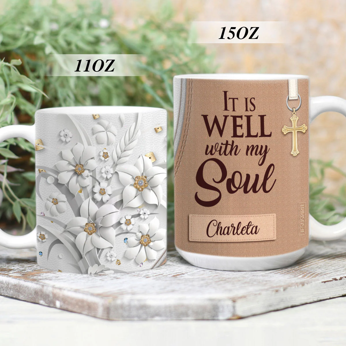 It Is Well With My Soul - Personalized White Edge-to-Edge Mug - Christian Gift For Her BA01 - Image 2
