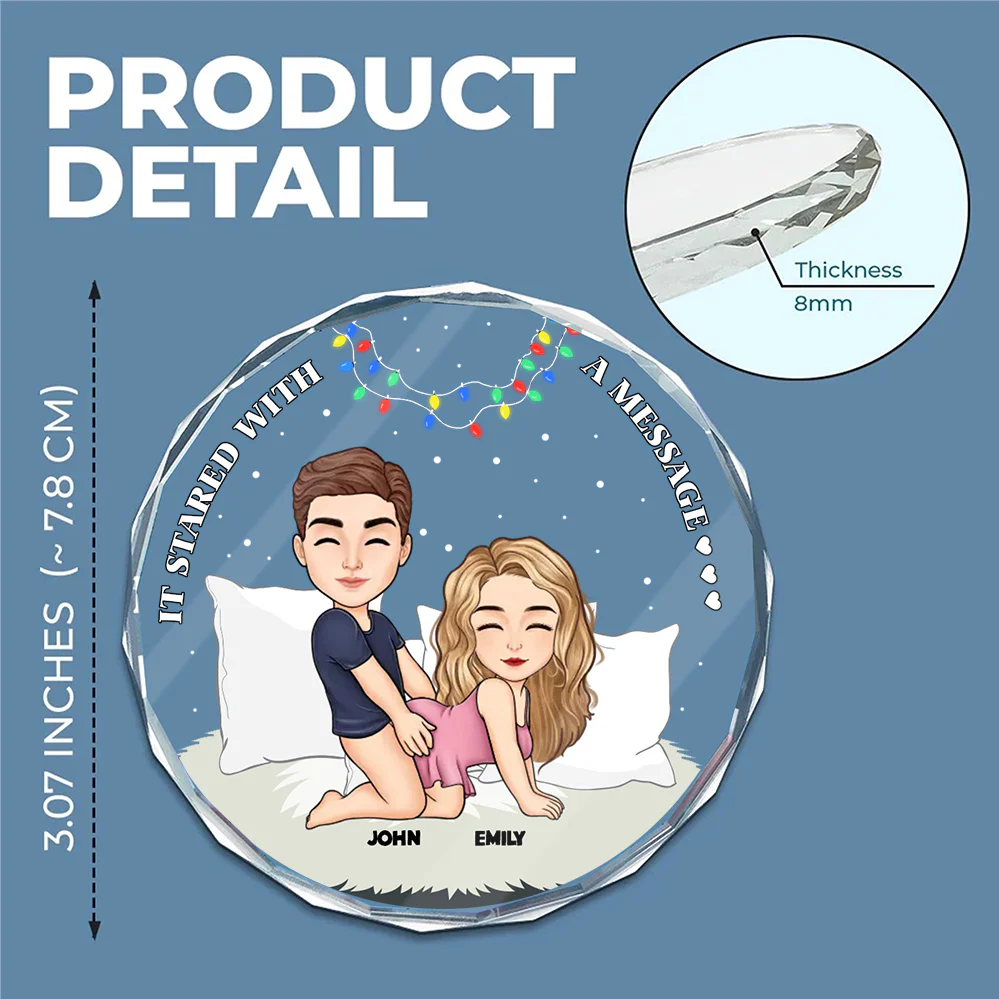 It Started With A Message - Personalized Glass Ornament - Gift For Couples | GR10 NL122 - Image 5