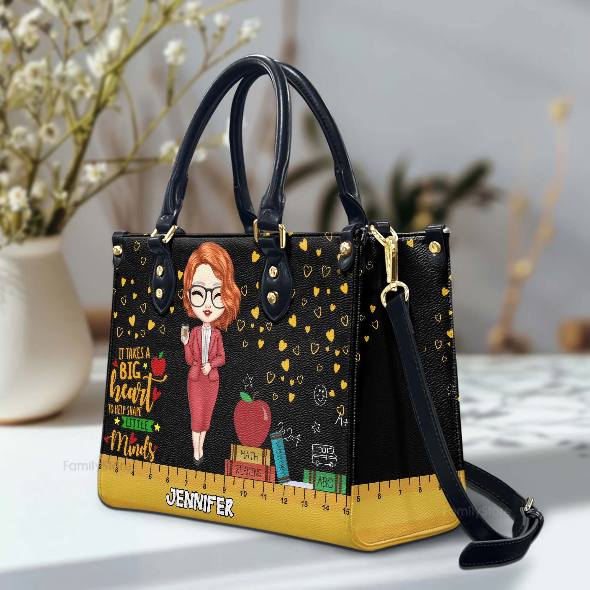 It Take A Big Heart - Personalized Leather Handbag - Gift For Teacher's Day | CLTC01 HD95 - Image 2