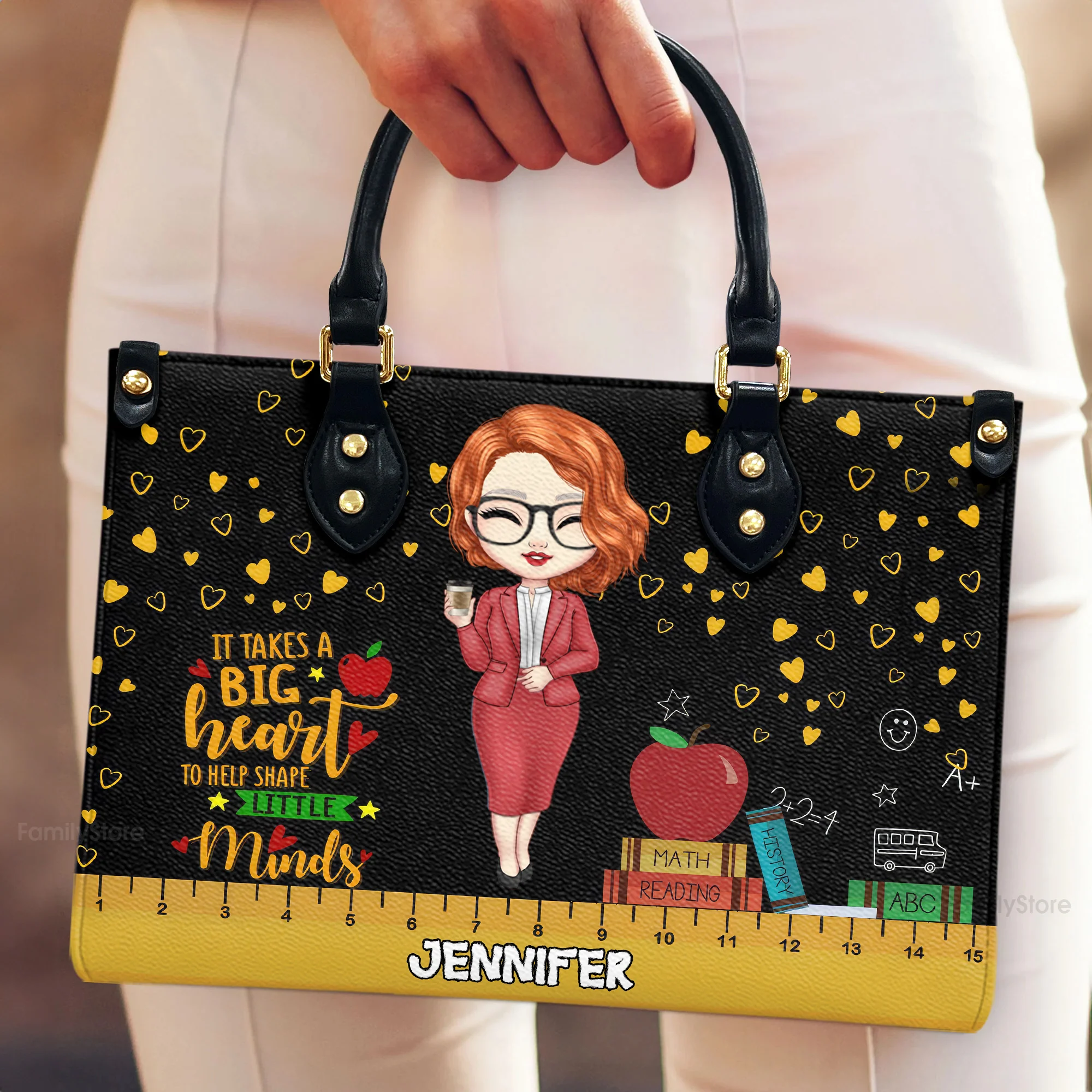 It Take A Big Heart - Personalized Leather Handbag - Gift For Teacher's Day | CLTC01 HD95 - Image 4