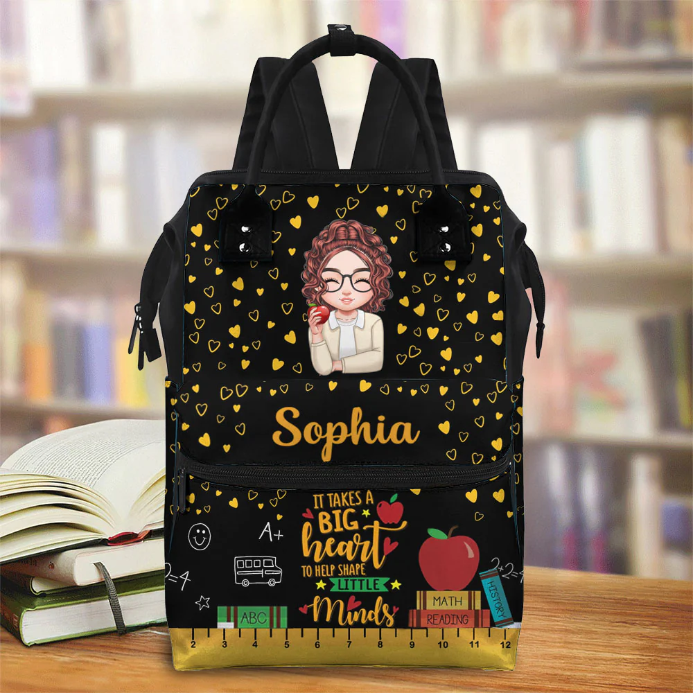 It Takes A Big Heart To Shape Little Minds - Personalized Duckbilled Backpack - Gift For Teacher | CLTC05 HN02 - Image 2