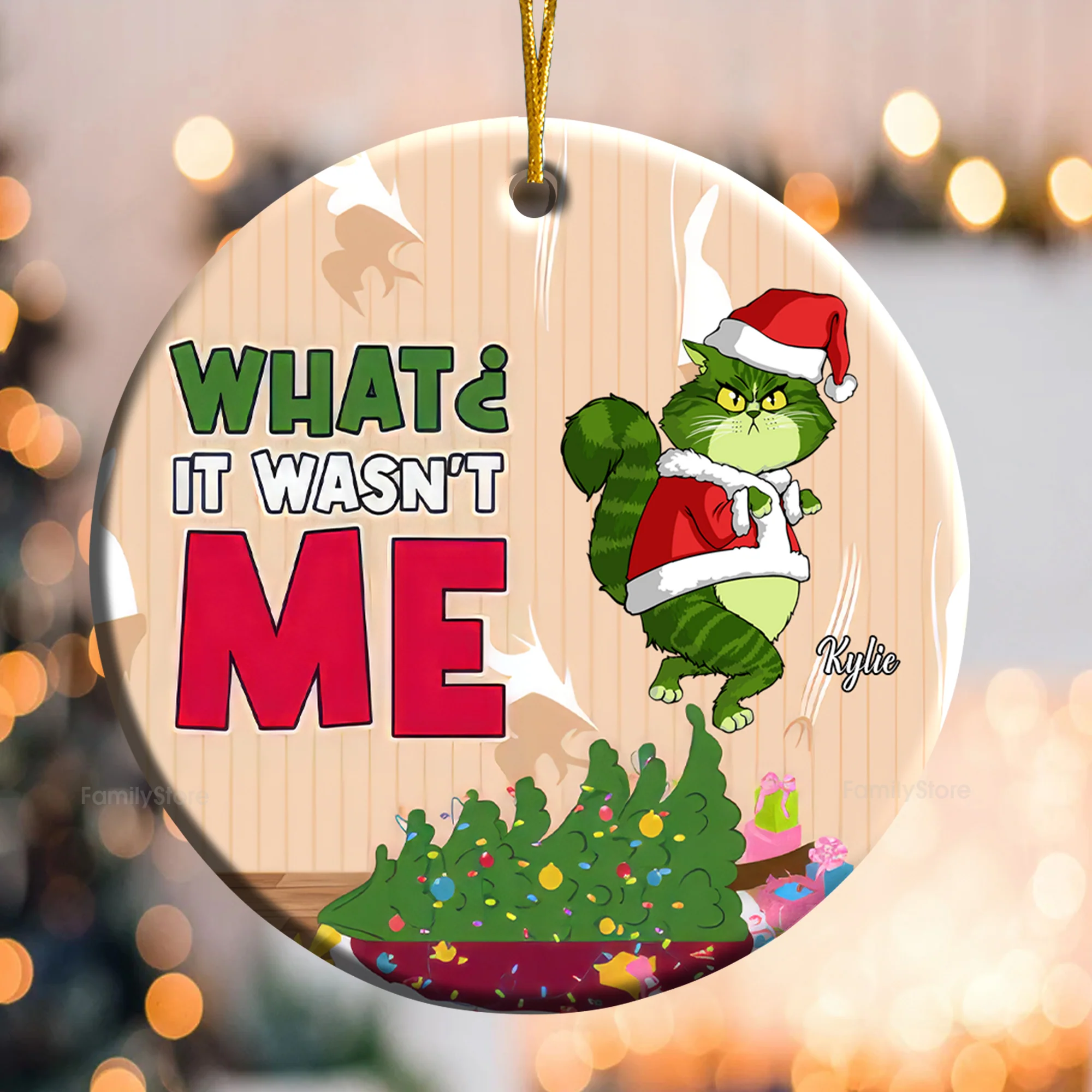 It Wasn't Me Grinch Cats- Gift For Cat Lover, Pet Lovers - Personalized Ceramic Ornament - CL16 NH96 - Image 2