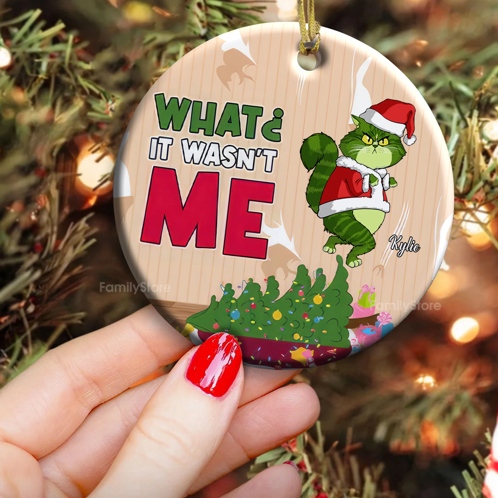 It Wasn't Me Grinch Cats- Gift For Cat Lover, Pet Lovers - Personalized Ceramic Ornament - CL16 NH96 - Image 4