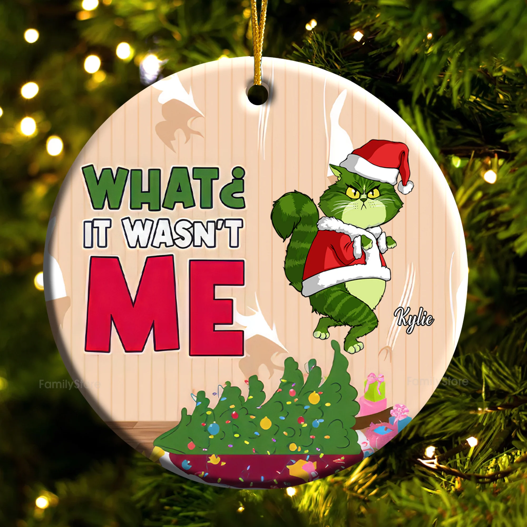 It Wasn't Me Grinch Cats- Gift For Cat Lover, Pet Lovers - Personalized Ceramic Ornament - CL16 NH96 - Image 5