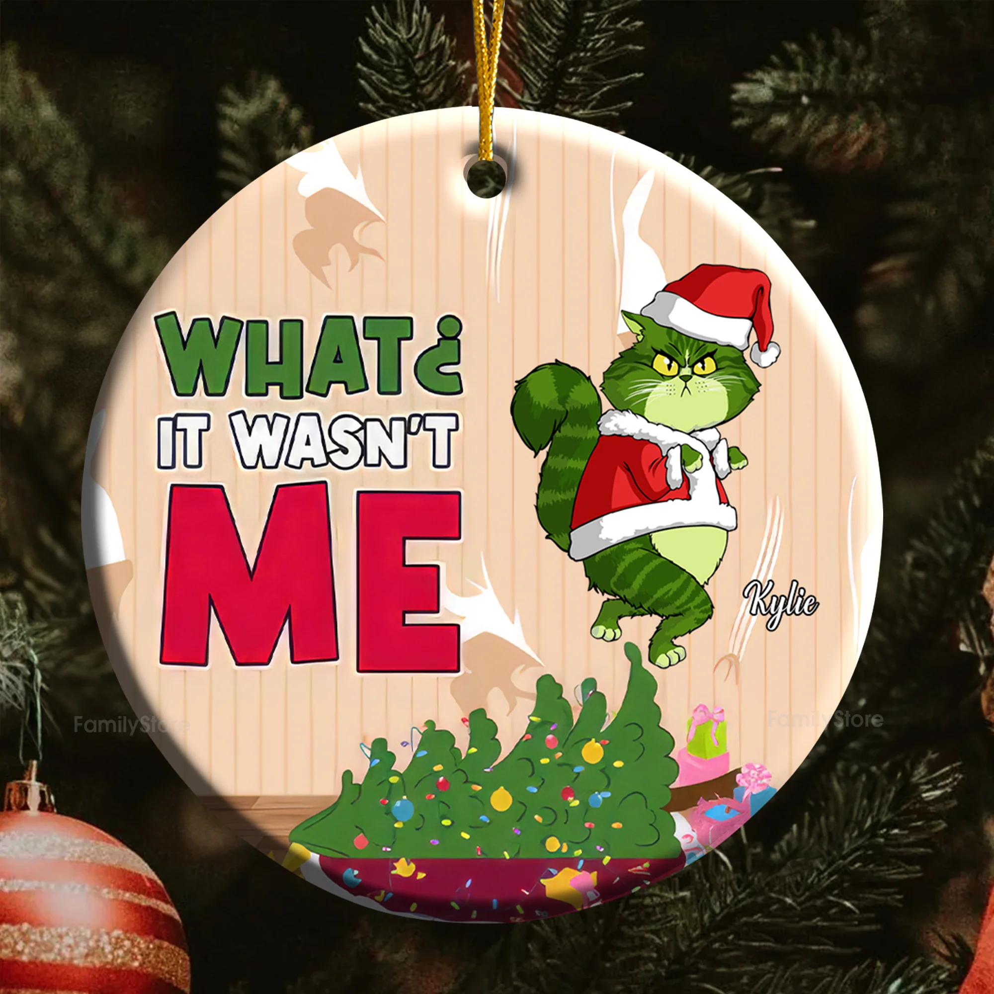 It Wasn't Me Grinch Cats- Gift For Cat Lover, Pet Lovers - Personalized Ceramic Ornament - CL16 NH96 - Image 6