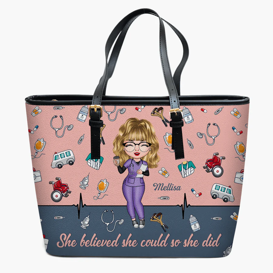 It's A Beautiful Day To Save Lives - Personalized Leather Tote Bag - Gift For Nurse | NR4 HH01