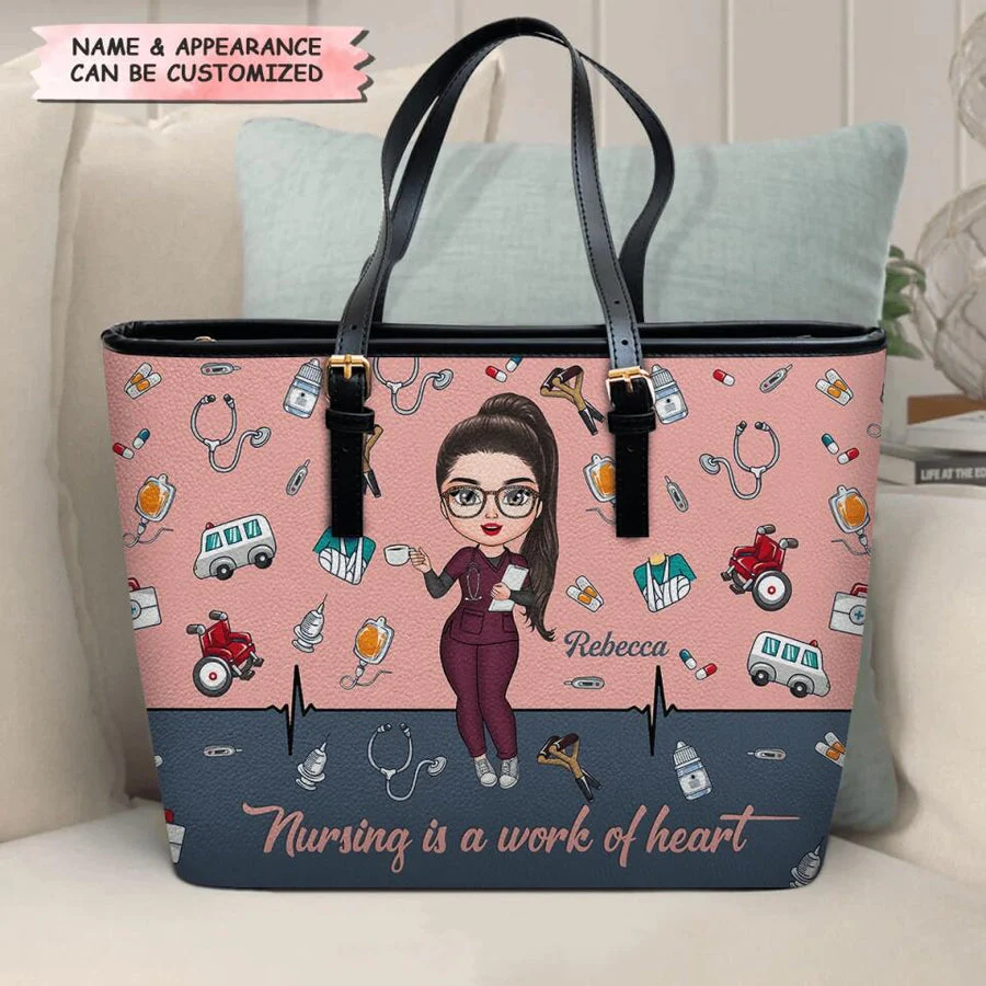 It's A Beautiful Day To Save Lives - Personalized Leather Tote Bag - Gift For Nurse | NR4 HH01 - Image 3