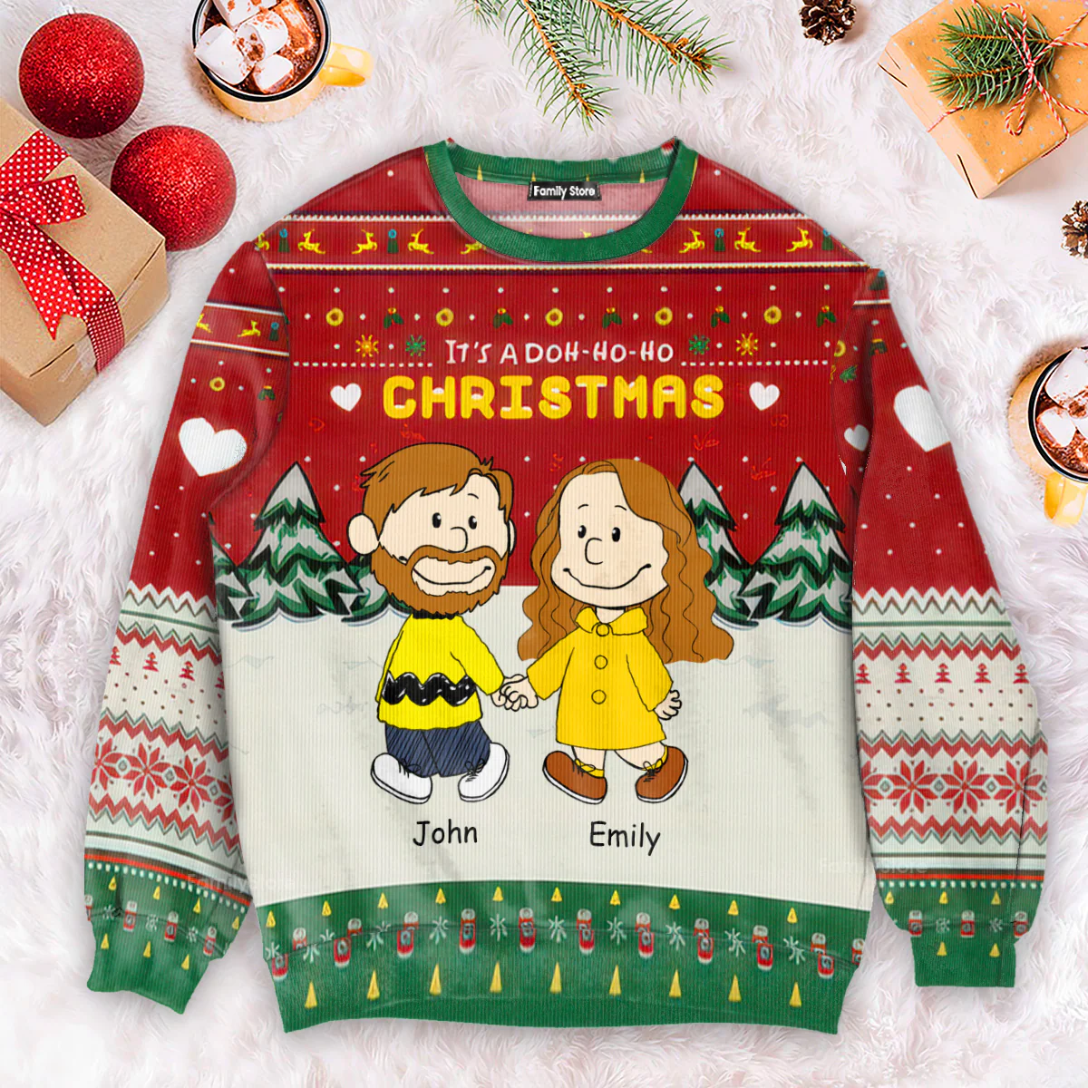 Peanut It's A Doh-ho-ho Christmas - Personalized Ugly Sweatshirt - Gift For Couple, Husband Wife, Anniversary CL43 - Image 2