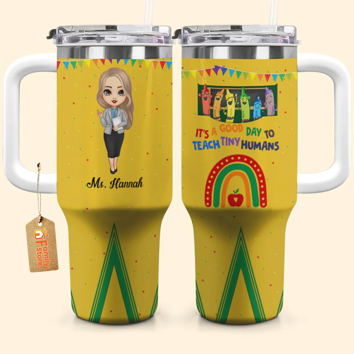 It's A Good Day To Teach Tiny Humans - Personalized Custom 40oz Tumbler With Handle - Teacher's Day Gift For Teacher