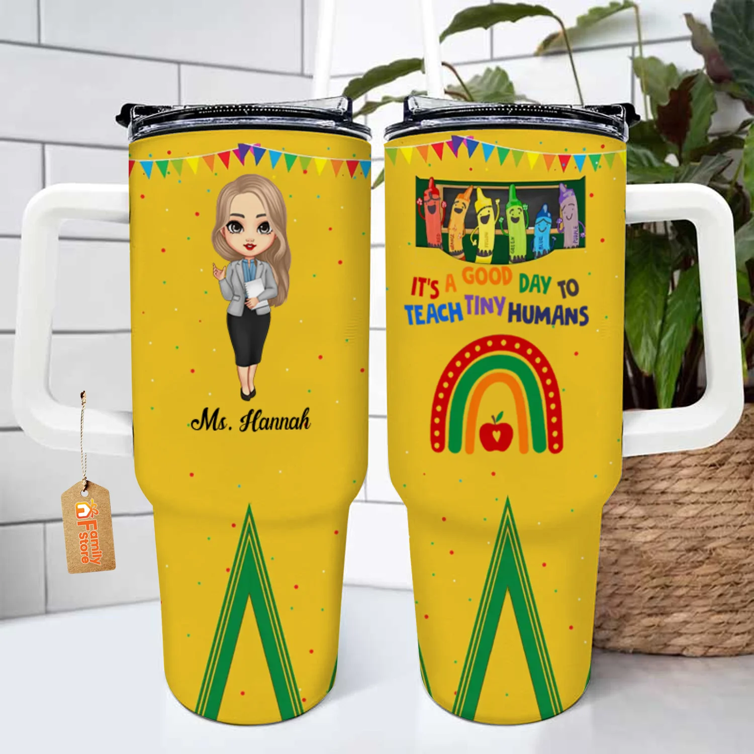 It's A Good Day To Teach Tiny Humans - Personalized Custom 40oz Tumbler With Handle - Teacher's Day Gift For Teacher - Image 3