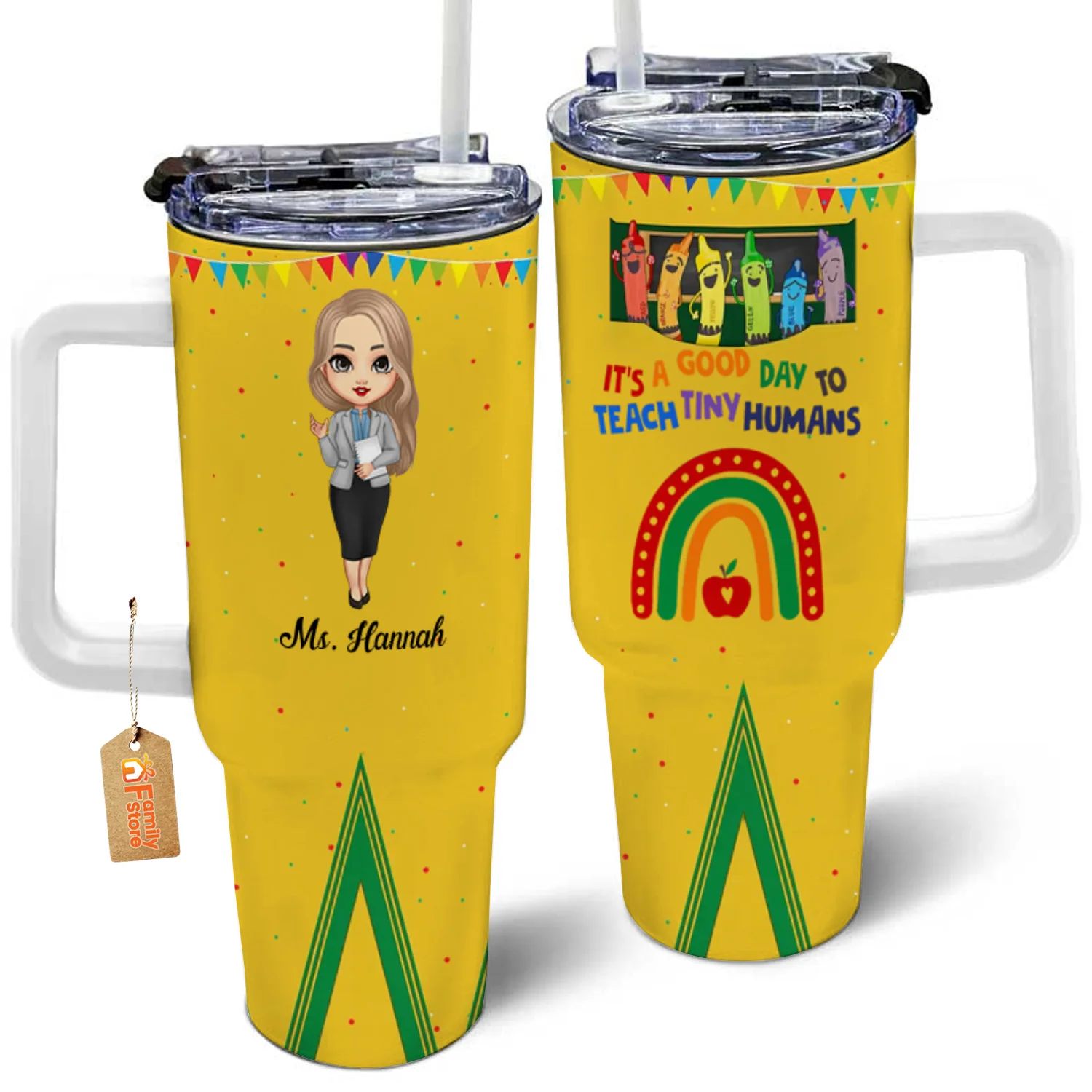 It's A Good Day To Teach Tiny Humans - Personalized Custom 40oz Tumbler With Handle - Teacher's Day Gift For Teacher - Image 4