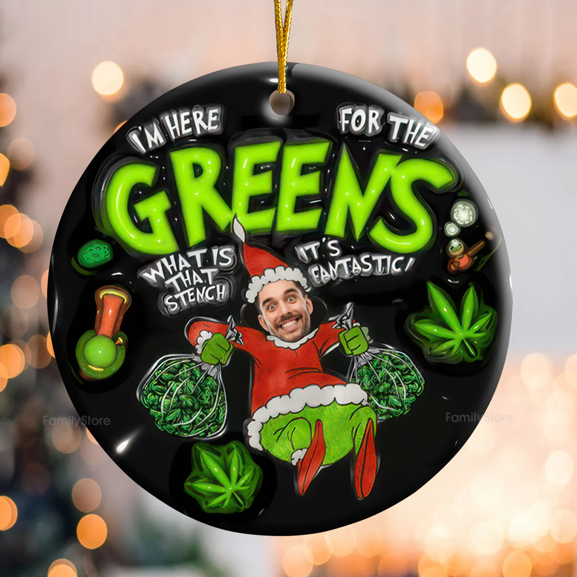 It's Fantastic I'm Here For The Greens - Gift For Family Members - Personalized Ceramic Ornament - NA94 - Image 2