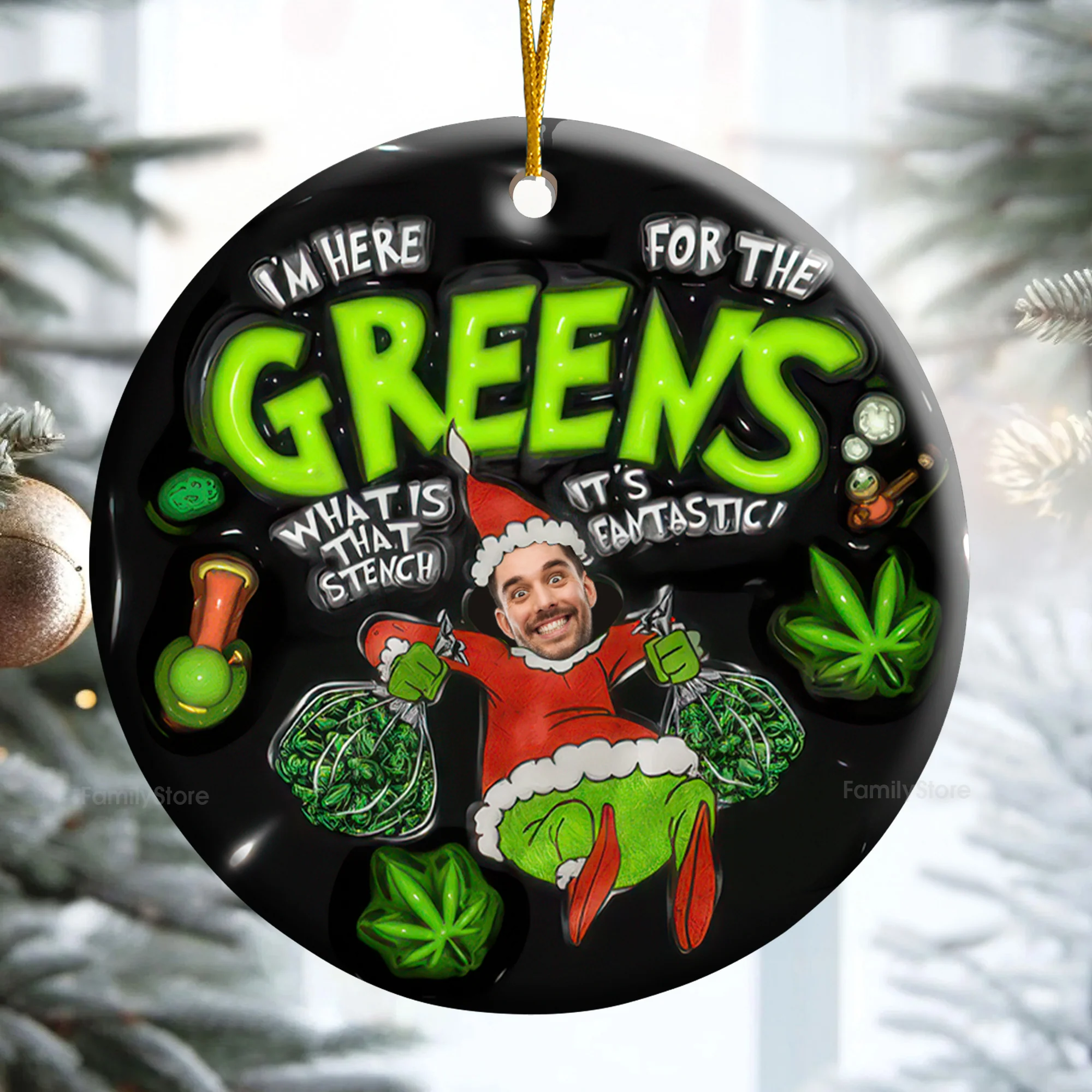 It's Fantastic I'm Here For The Greens - Gift For Family Members - Personalized Ceramic Ornament - NA94 - Image 3