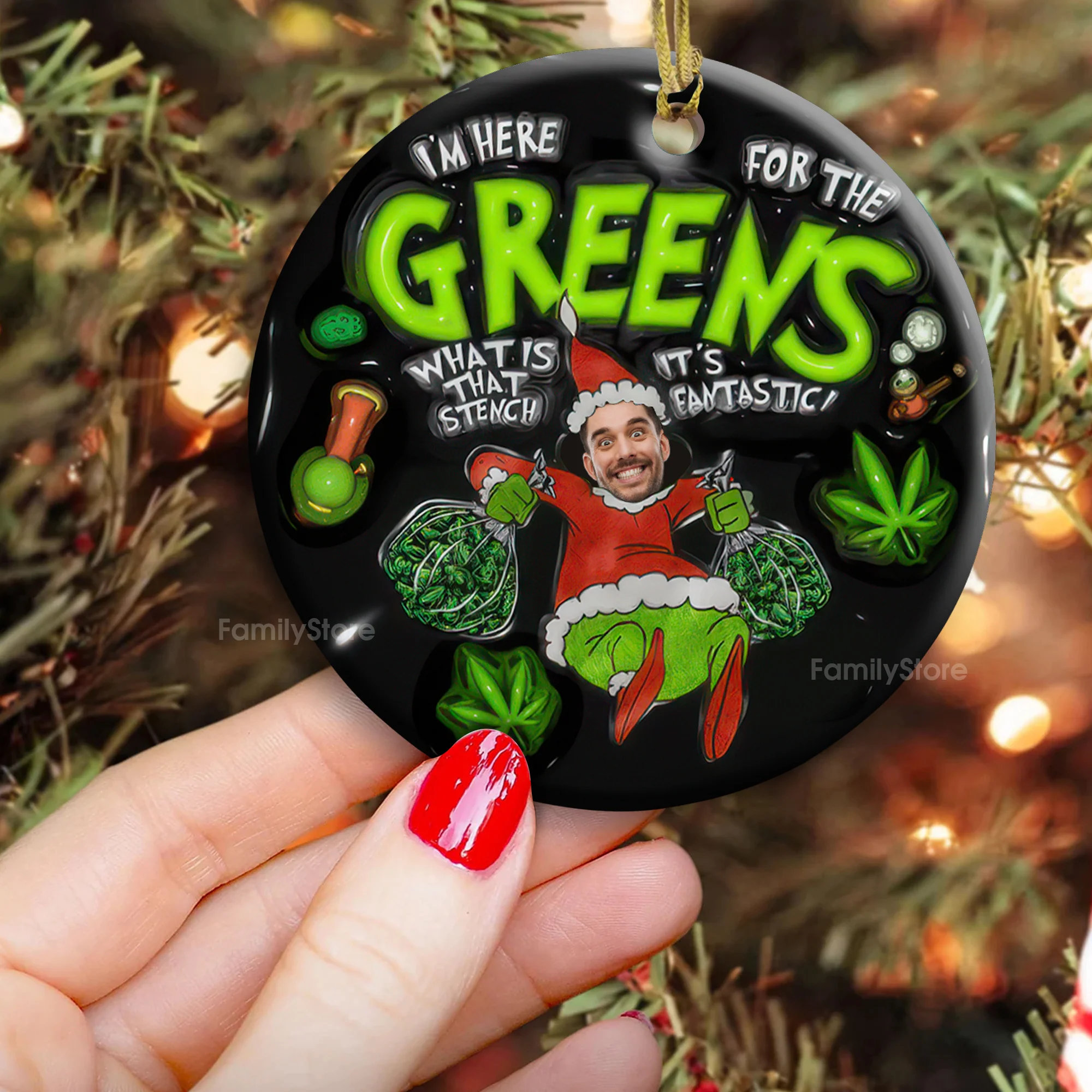 It's Fantastic I'm Here For The Greens - Gift For Family Members - Personalized Ceramic Ornament - NA94 - Image 4
