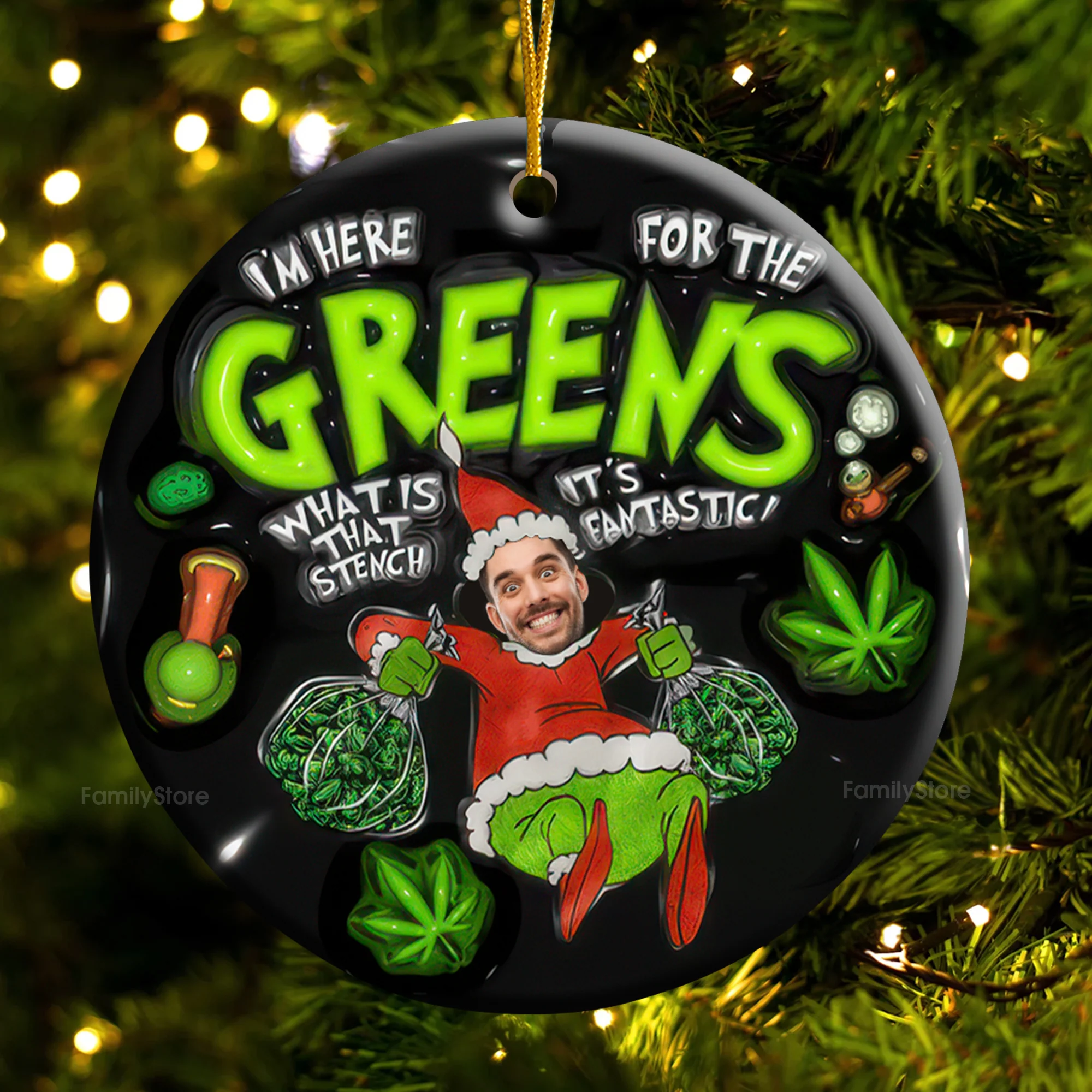 It's Fantastic I'm Here For The Greens - Gift For Family Members - Personalized Ceramic Ornament - NA94 - Image 5