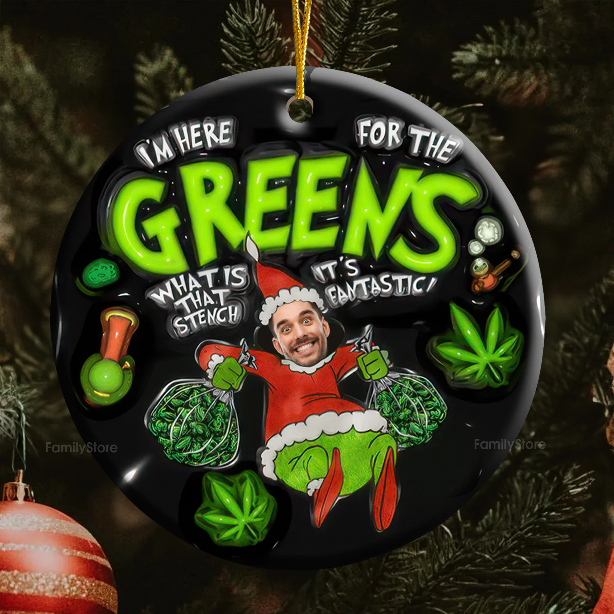 It's Fantastic I'm Here For The Greens - Gift For Family Members - Personalized Ceramic Ornament - NA94 - Image 6