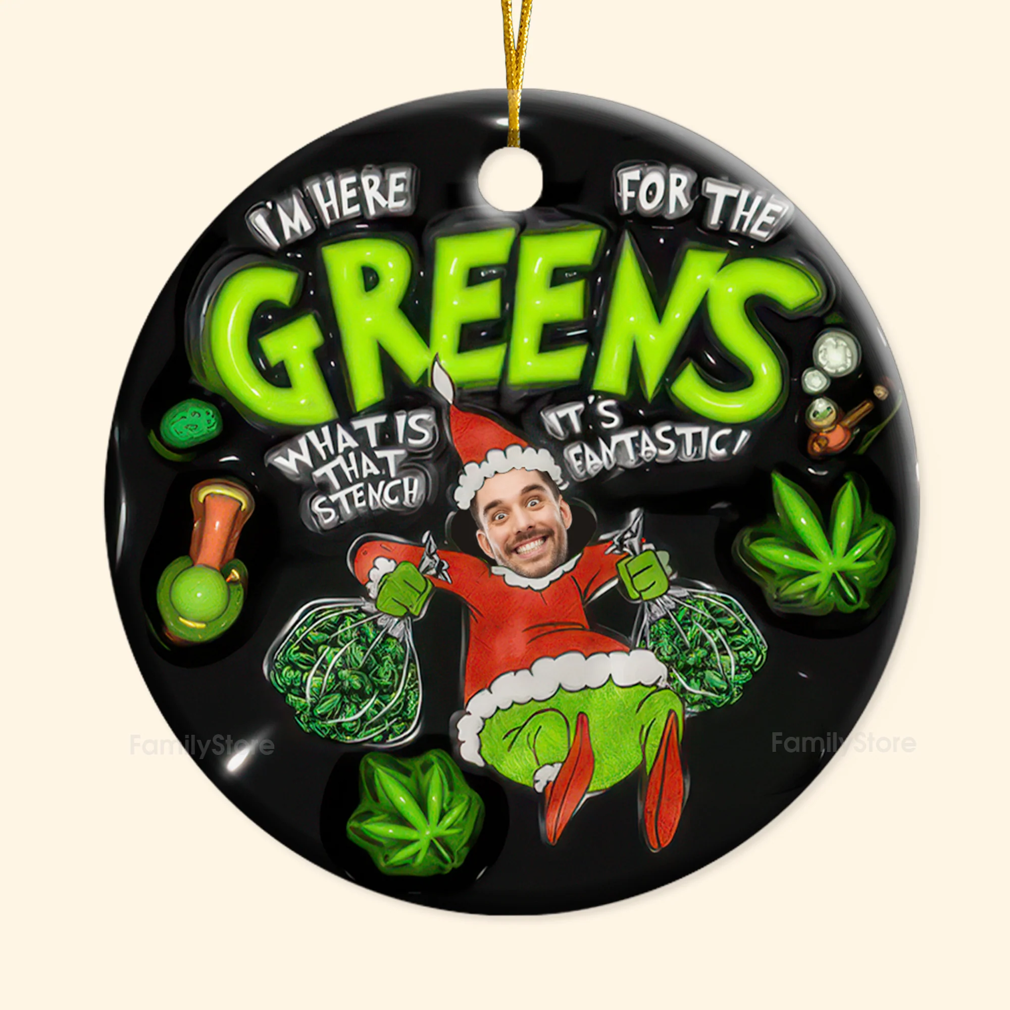 It's Fantastic I'm Here For The Greens - Gift For Family Members - Personalized Ceramic Ornament - NA94 - Image 7