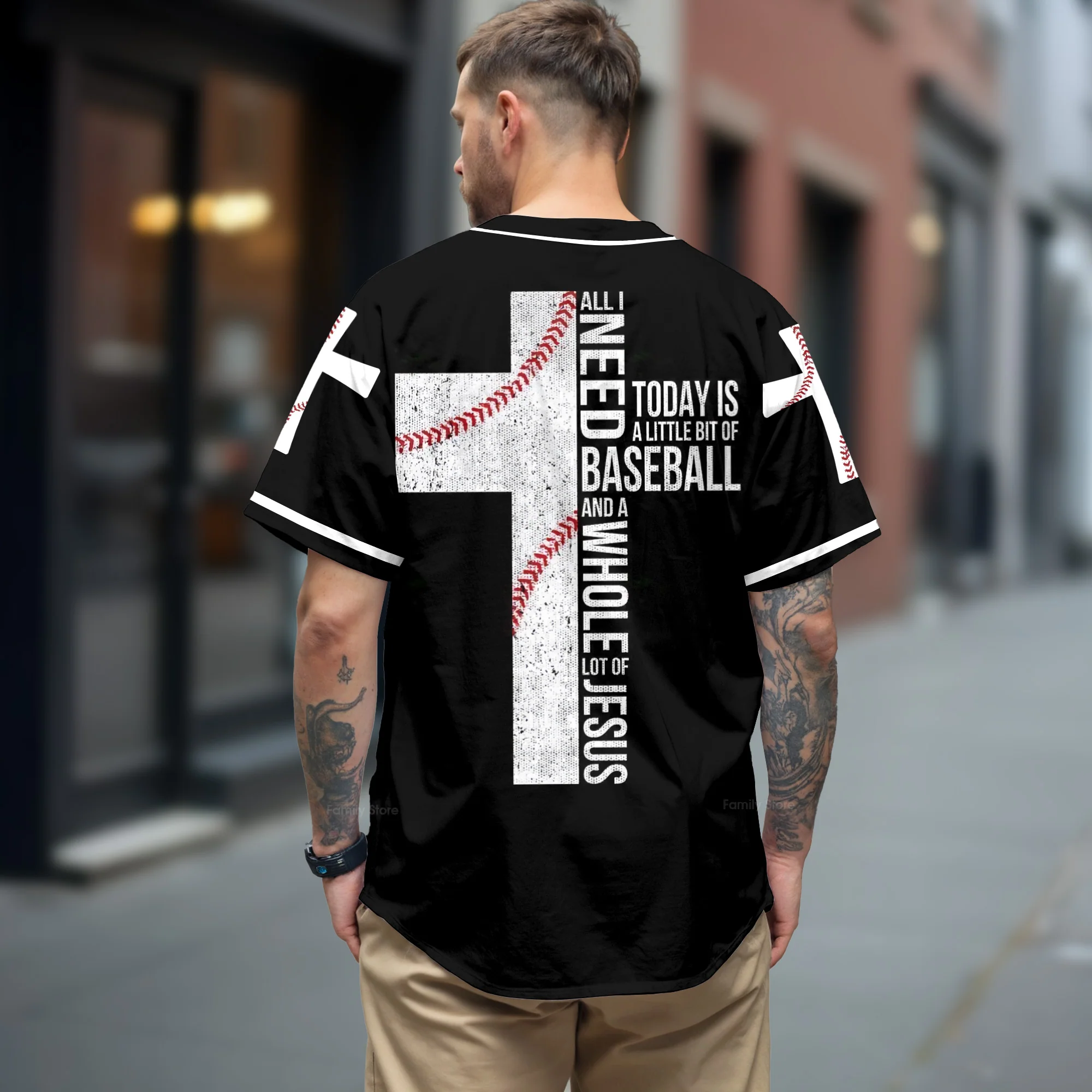 Jesus - All I Need Today Is A Whole Lot Of Jesus Baseball Tee - Image 3