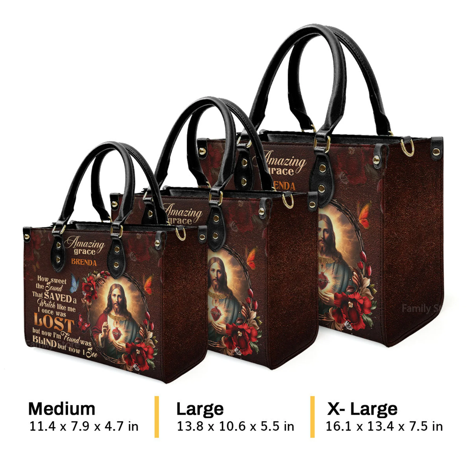 Jesus Amazing Grace - Thoughtful Gift For Christians - Personalized Leather Handbag With Handle - AT4081223 - Image 4