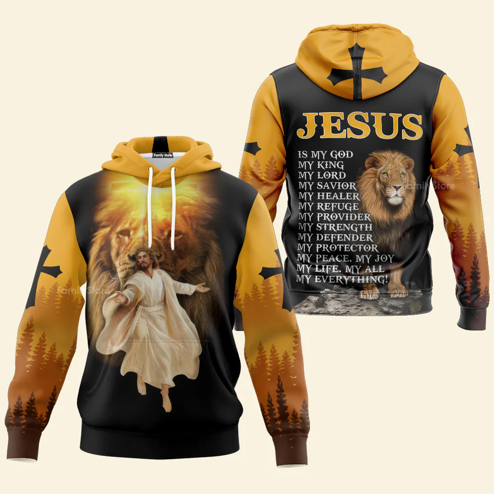 Jesus And Lion My Everything Hoodie For Men & Women - Image 2