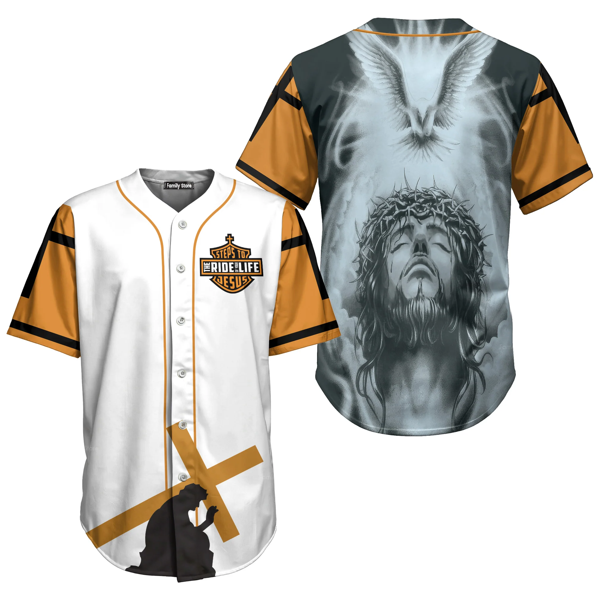 Steps to Jesus the Ride of Your Life - Baseball Jersey - Christant Gift For Him for God, Jesus, Christian