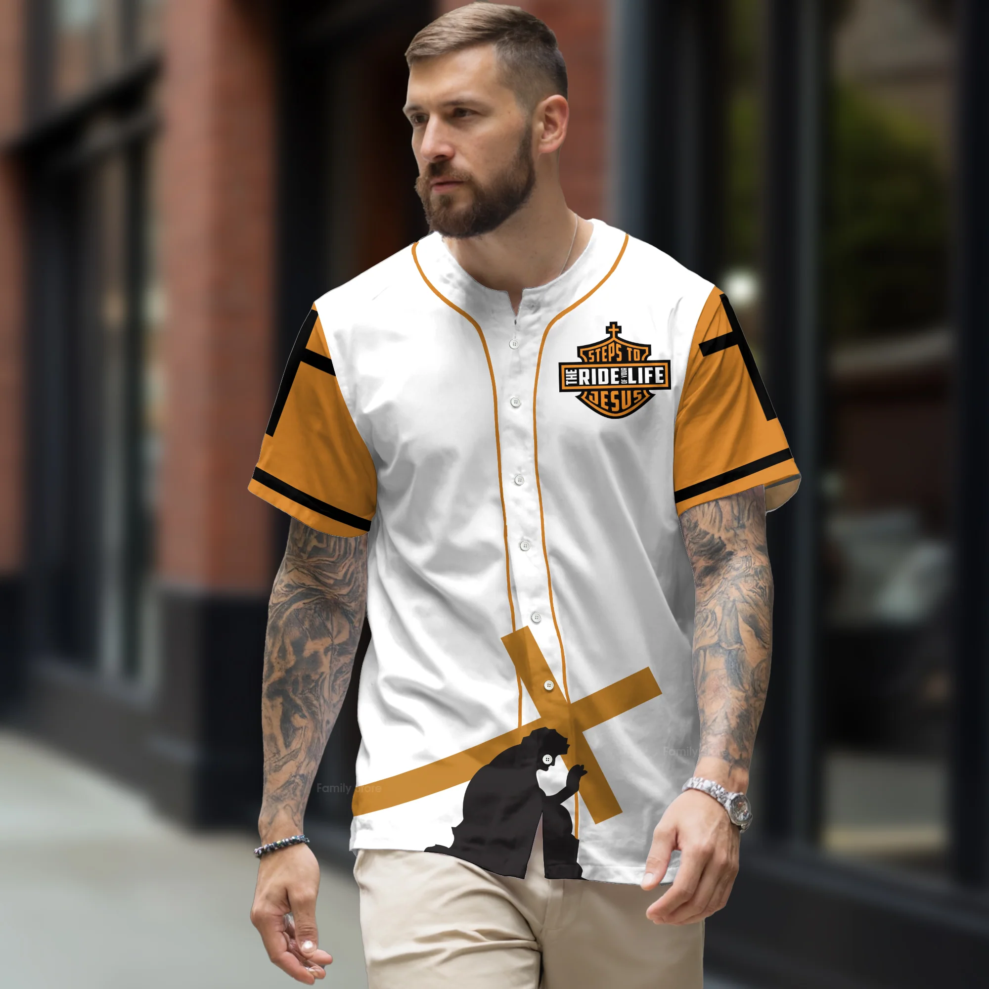 Steps to Jesus the Ride of Your Life - Baseball Jersey - Christant Gift For Him for God, Jesus, Christian - Image 2