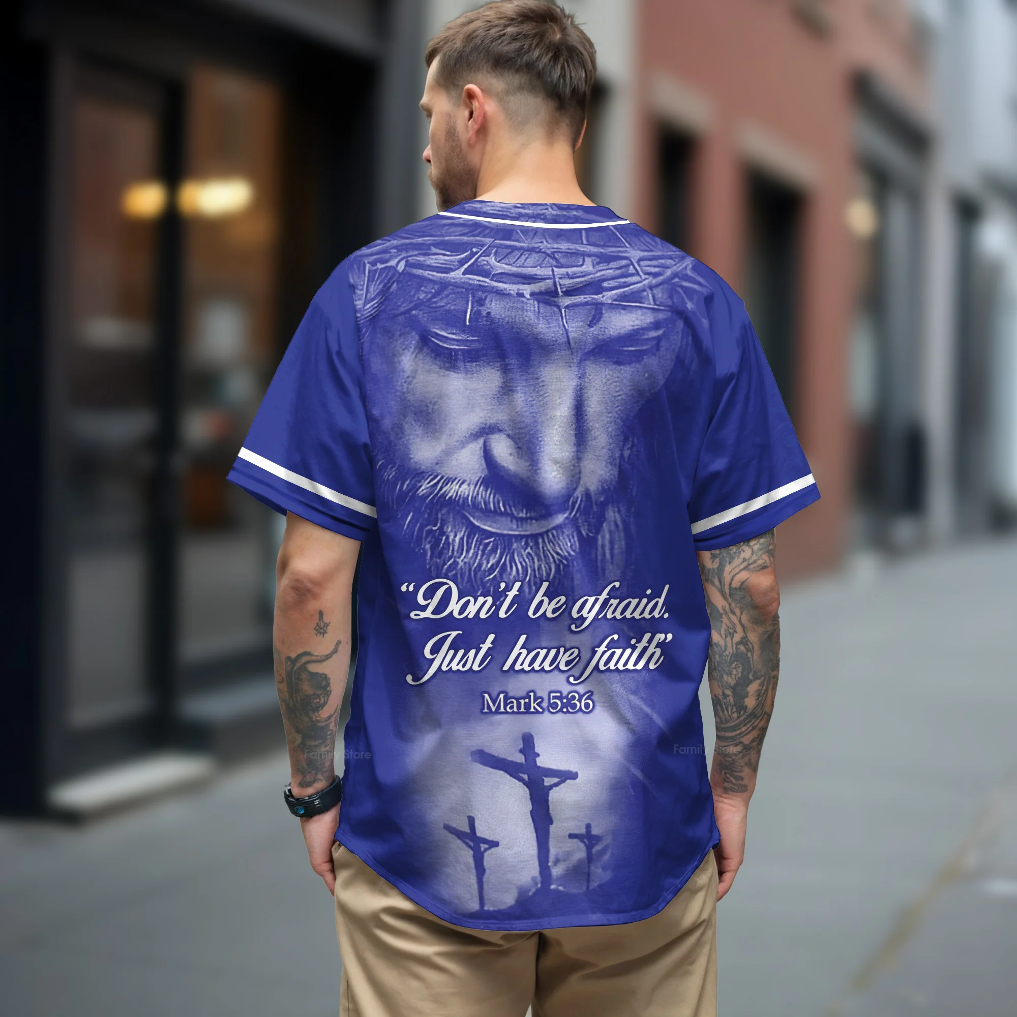 Don't be afraid - Baseball Jersey - Christant Gift For Him for God, Jesus, Christian - Image 3