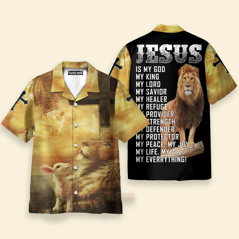Jesus Easter Day Lion Flame Aloha Hawaiian Shirts For Men And For Women - Image 2