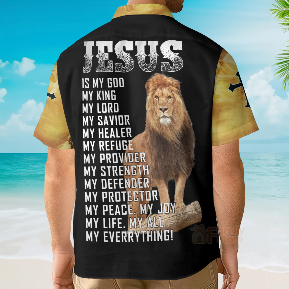 Jesus Easter Day Lion Flame Aloha Hawaiian Shirts For Men And For Women - Image 4