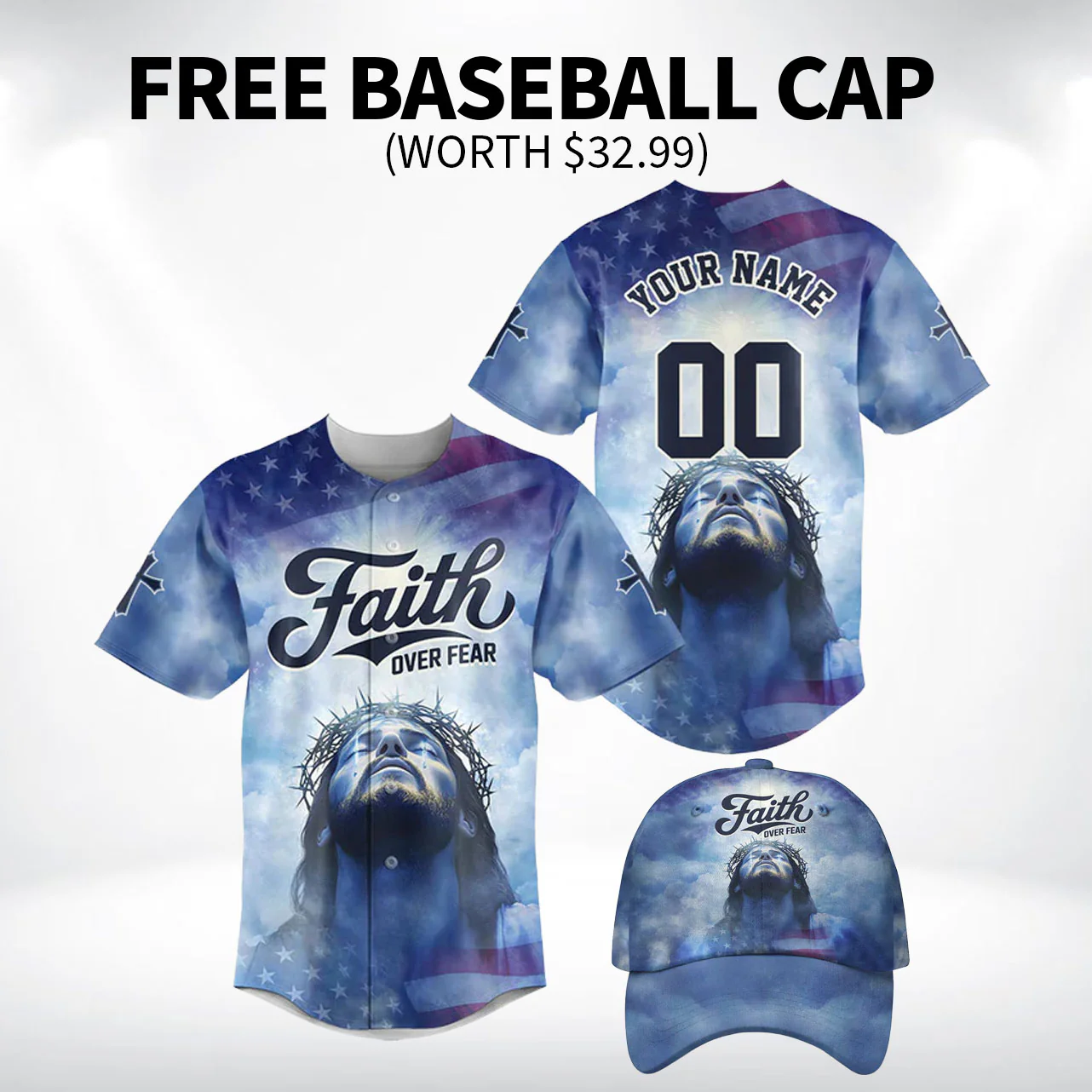 Jesus Faith Over Fear Baseball Jersey Bundle
