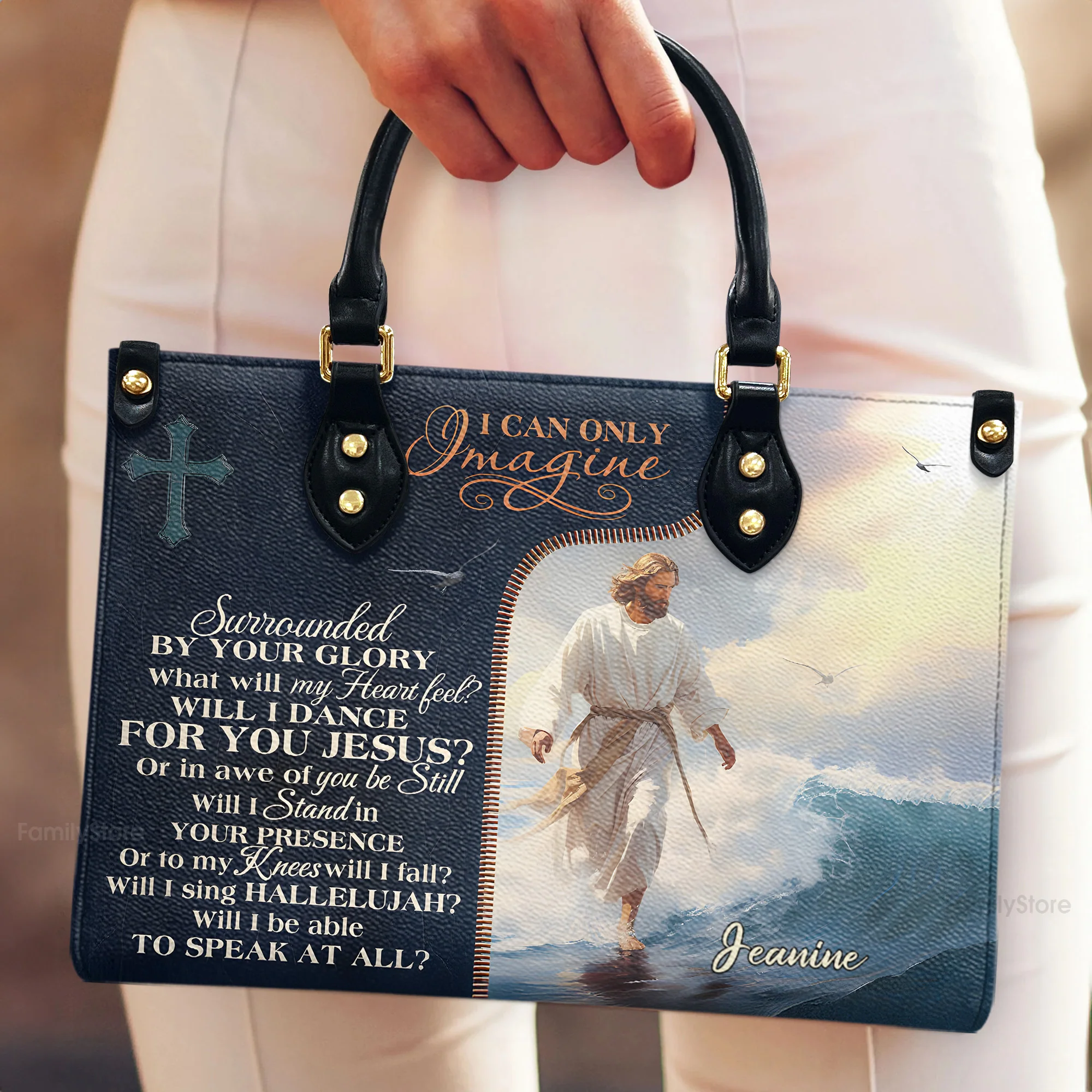 Jesus I Can Only Imagine - Beautiful Personalized Leather Handbag - AT4081224 - Image 4