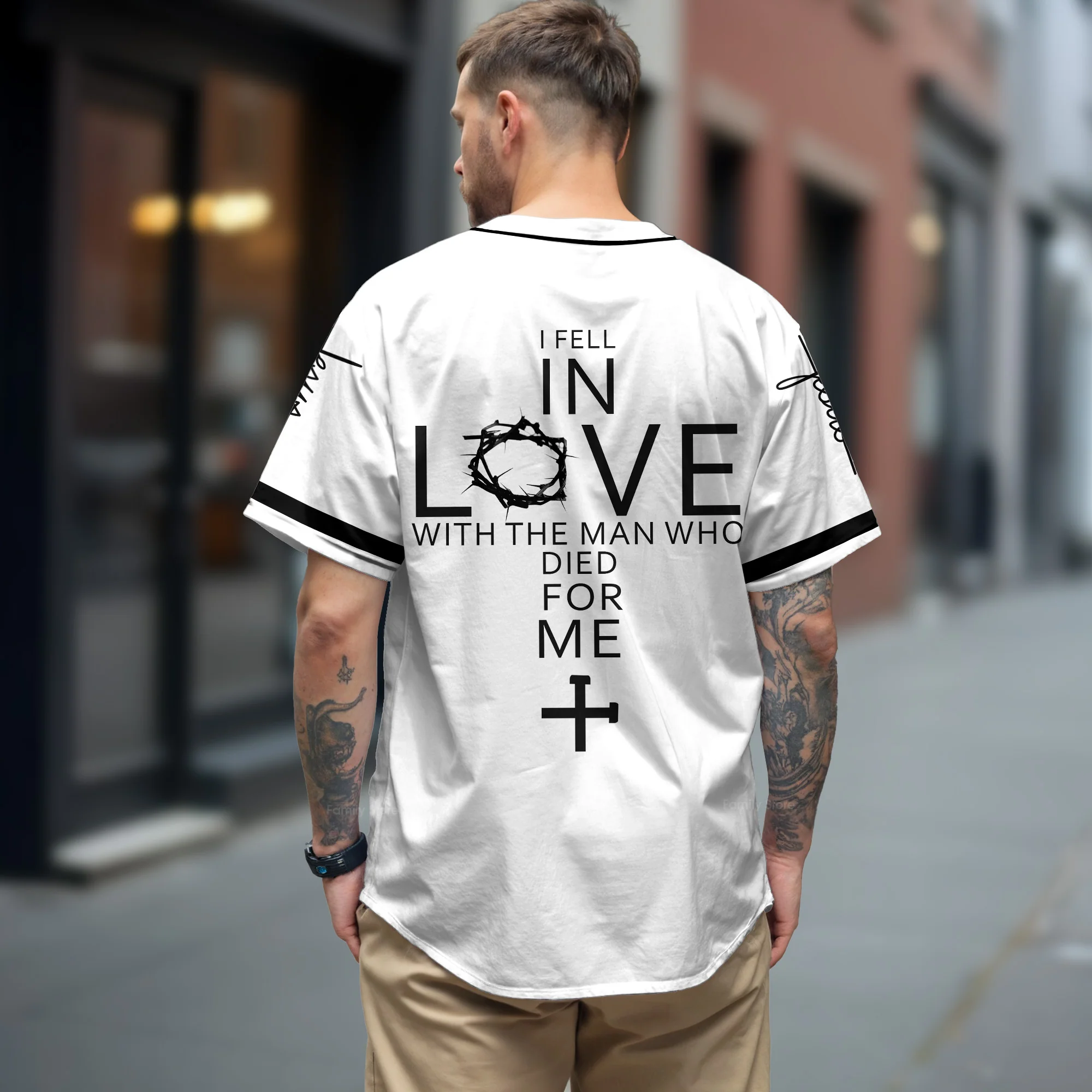 I fell in love with Who died for me - Baseball Jersey - Christant Gift For Him for God, Jesus, Christian - Image 3