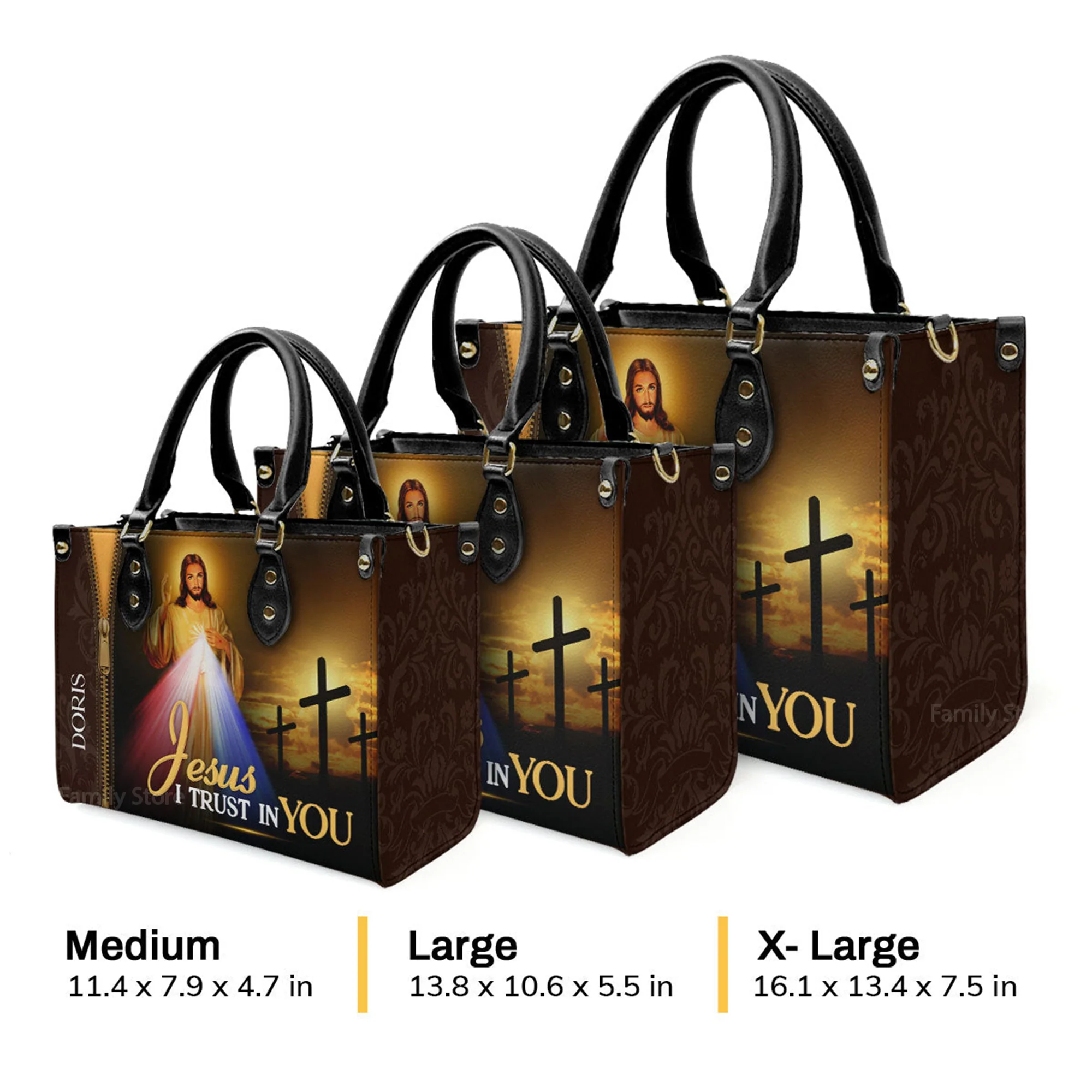 Jesus I Trust In You - Thoughtful Gift For Christians - Personalized Leather Handbag With Handle - AT4080833 - Image 4