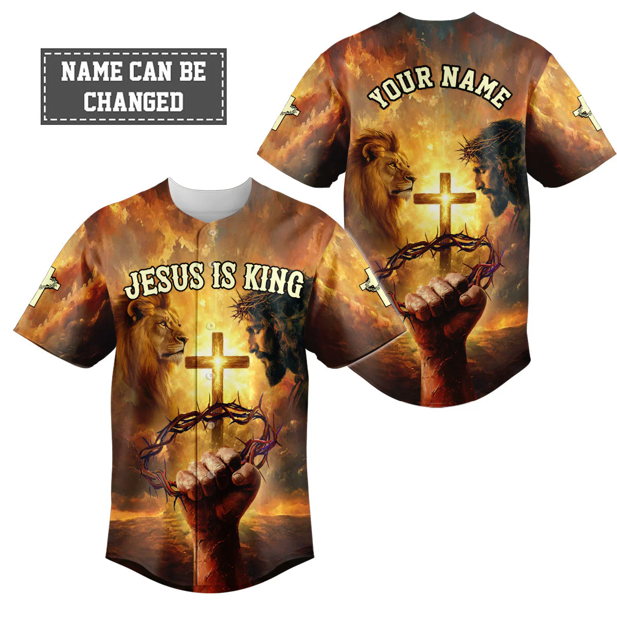 Jesus Is King Custom Name Baseball Jersey - Christant Gift For Him