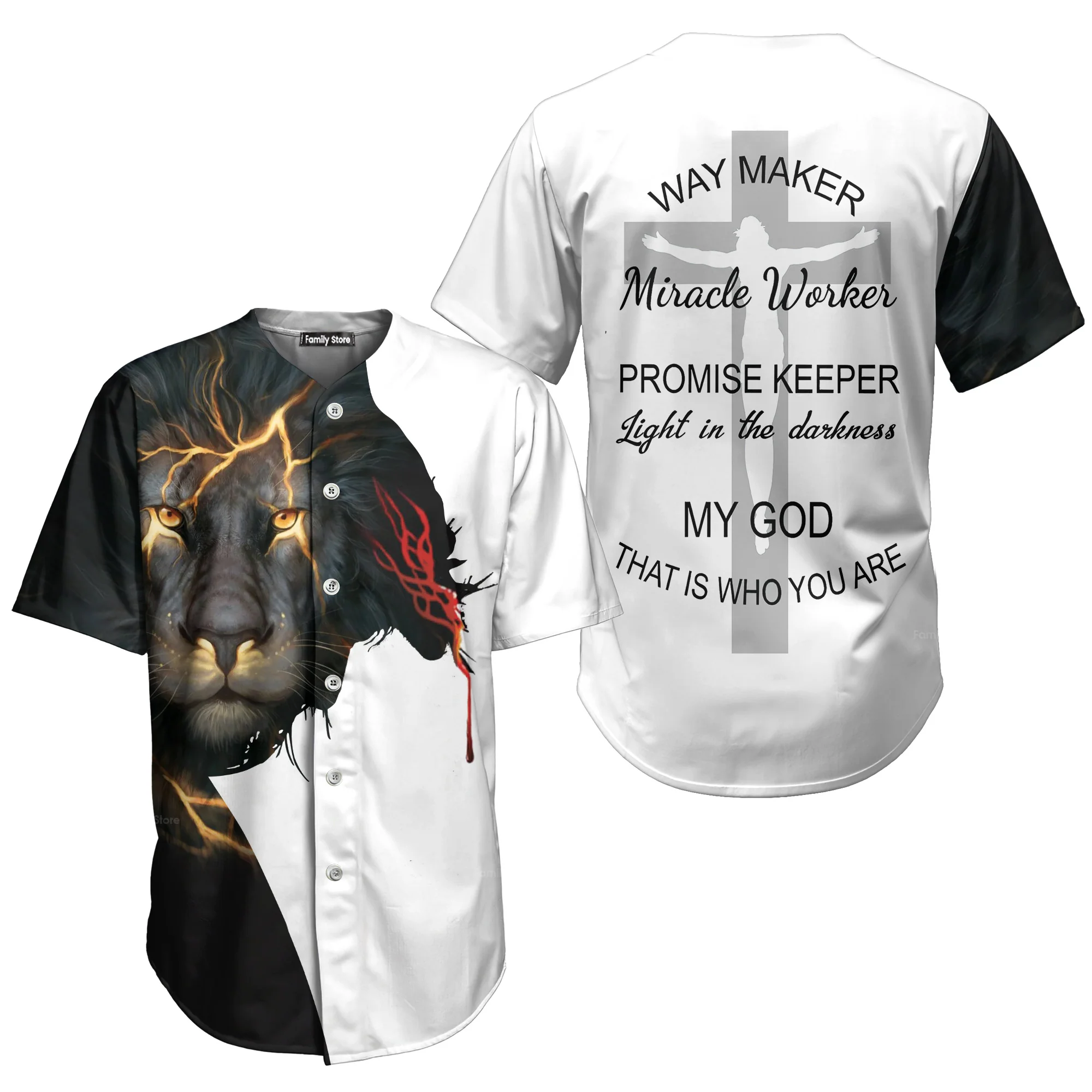 Jesus Lion Way Maker Miracle Worker Baseball Tee Jersey Shirt Printed 3D - PN303116Td