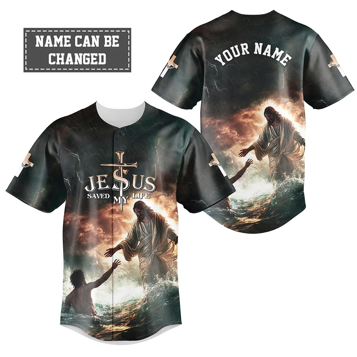 Jesus Save My Life Custom Name Baseball Jersey - Christant Gift For Him